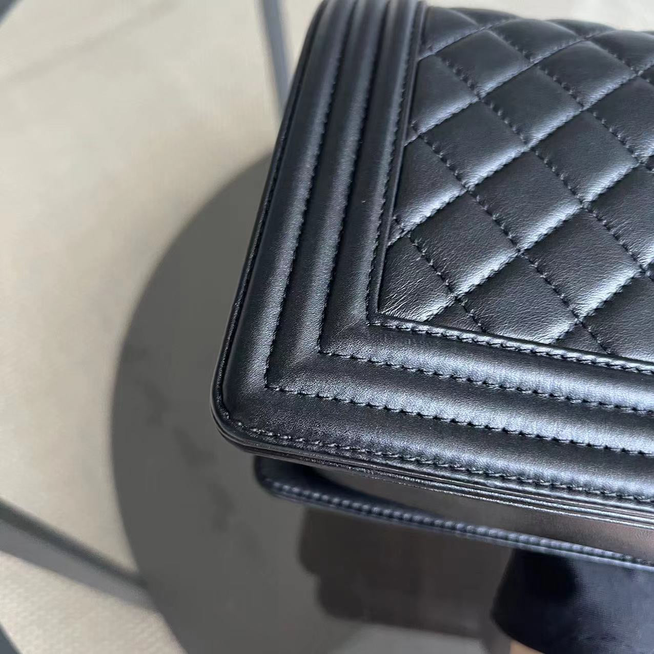 Chanel Boy Medium - 25CM Quilted Calfskin Black Limited Edition Ruthenium Silver Hardware Series 20