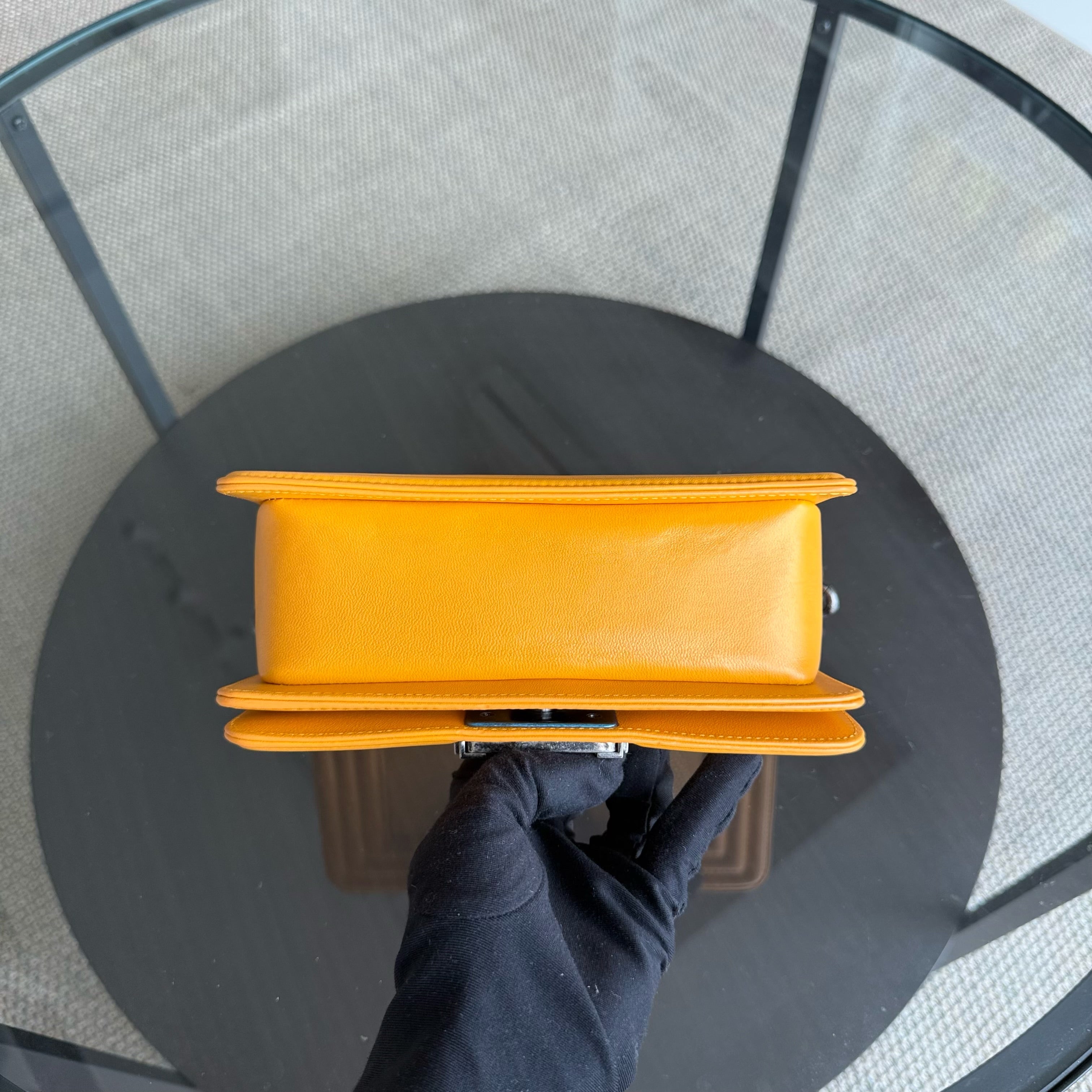 Chanel Boy Small - Small Stingray Yellow Mustard Ruthenium Silver Hardware Series 21