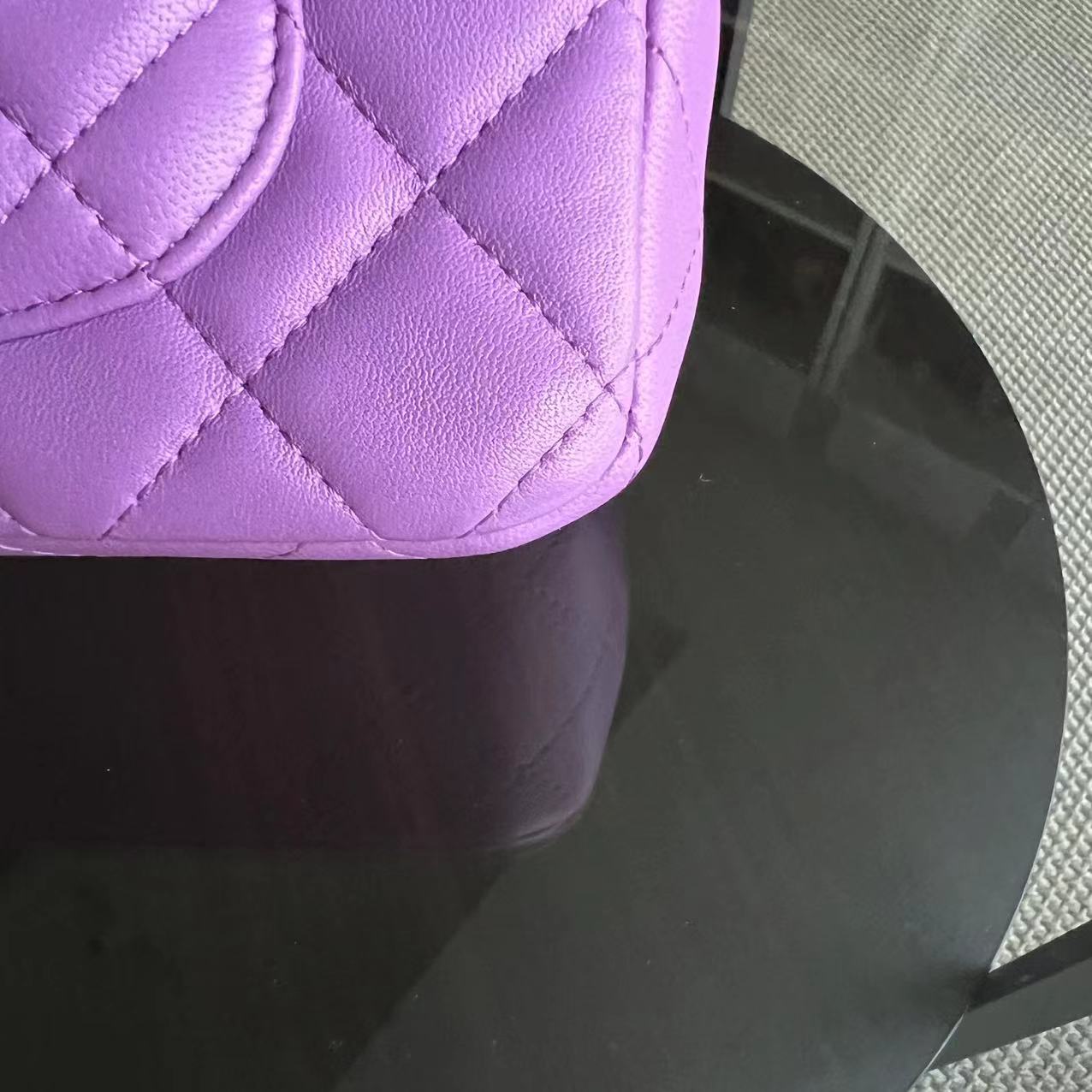 Chanel Classic Flap Mini - 20CM Rectangle Quilted Lambskin Purple Silver Hardware Series 29