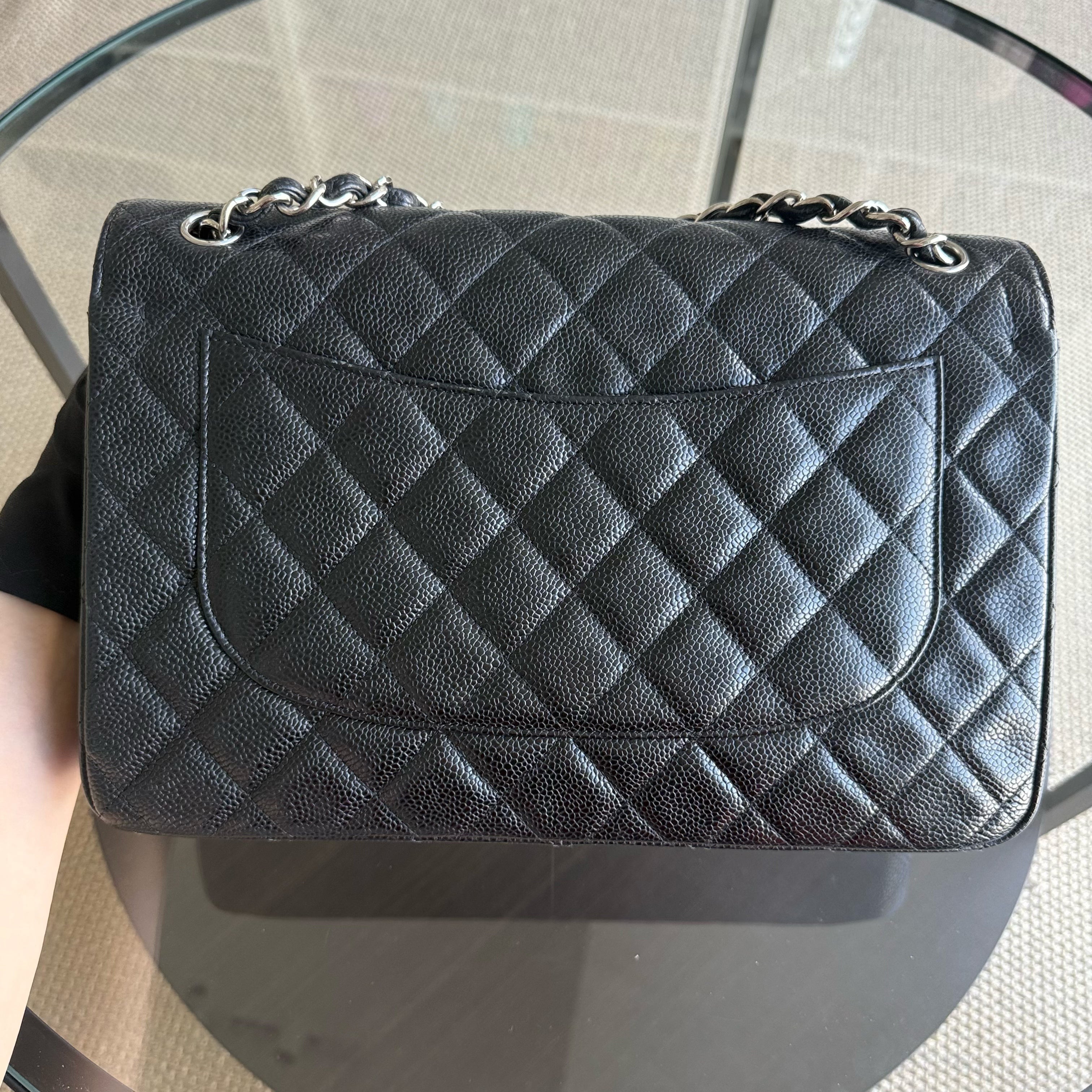 Chanel Classic Flap Jumbo - Double Flap Caviar 30CM Quilted Black Silver Hardware Series 15