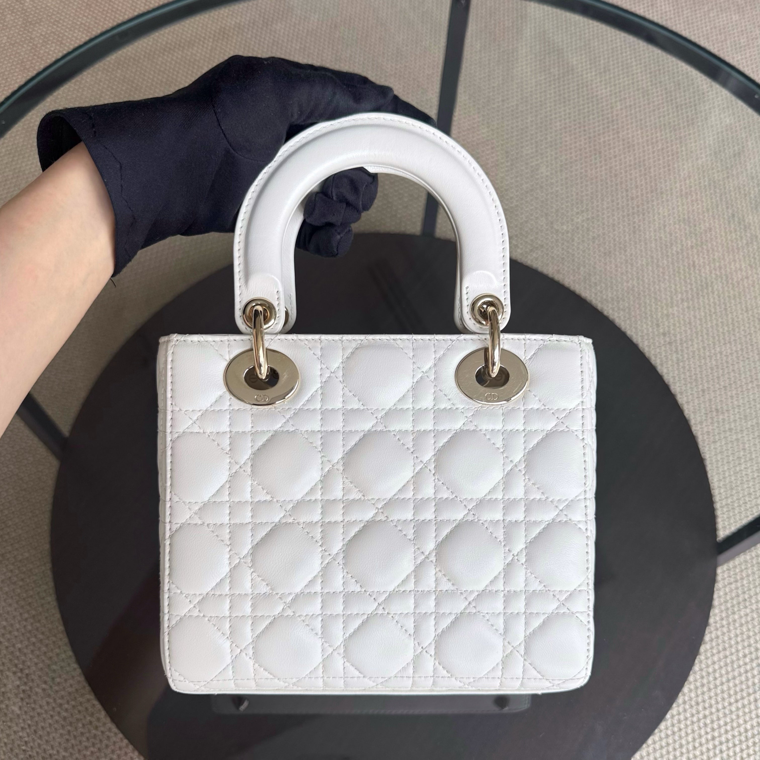 Dior Lady Small ABC - Cannage Lambskin White Gold Hardware MyABC