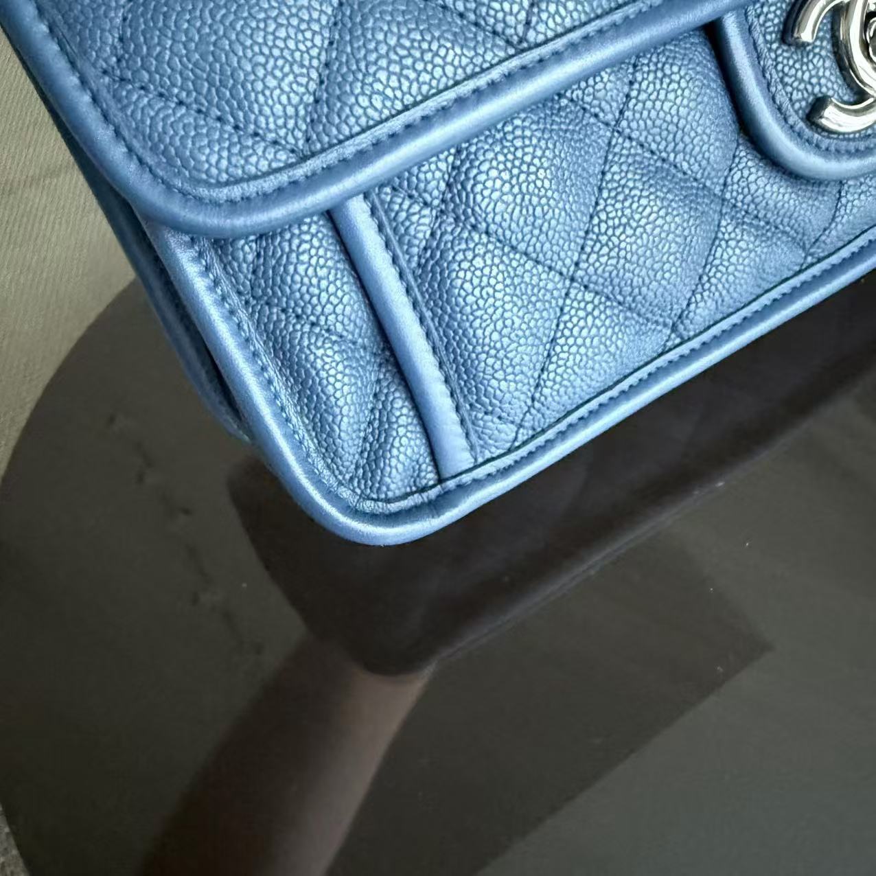 Chanel French Riviera - Caviar 25CM Quilted Blue Silver Palladium Hardware Series 15