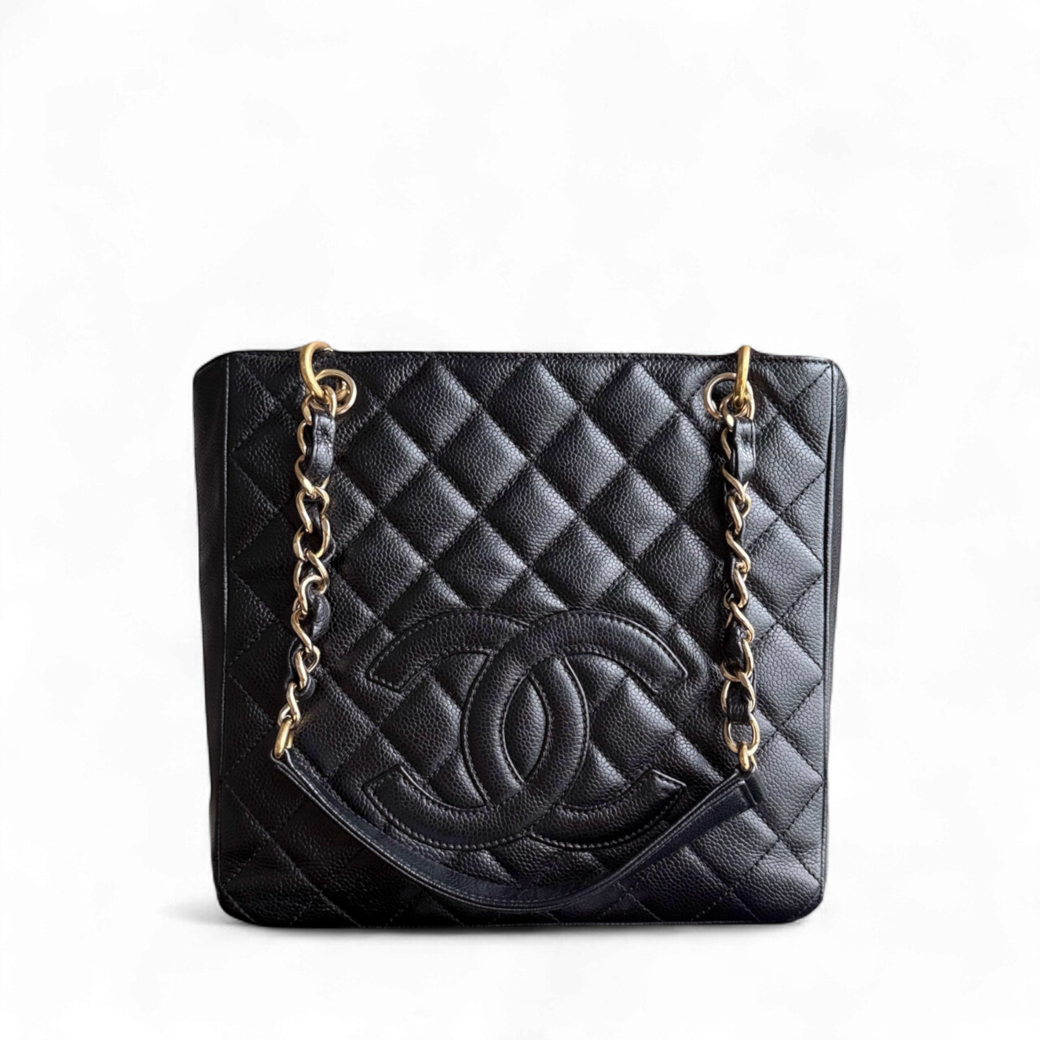 Chanel PST Petite Shopping Tote - Caviar Quilted Grained Calfskin Black Gold Hardware Series 11