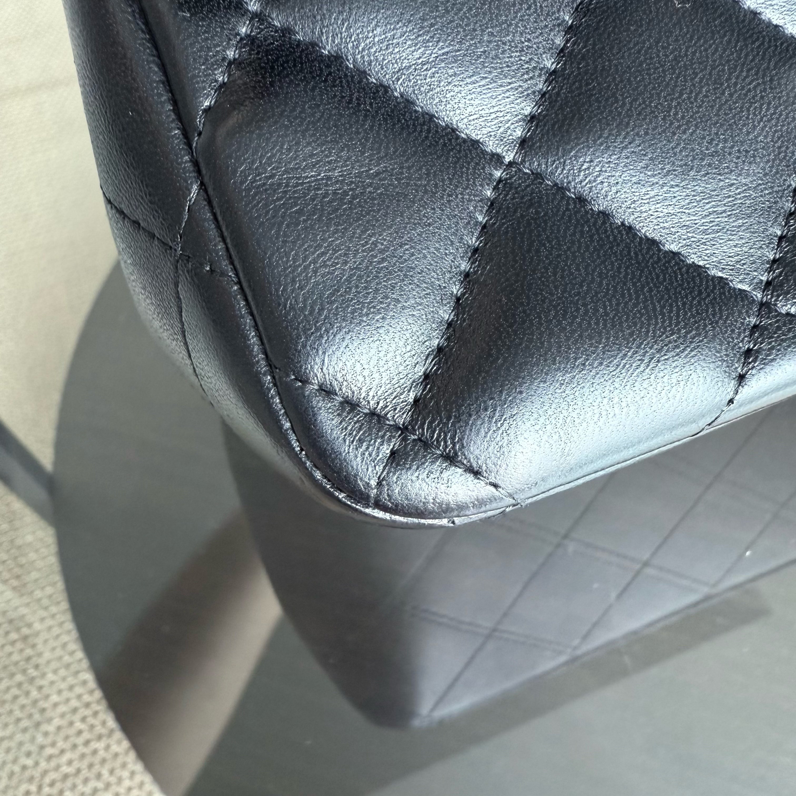Chanel Classic Flap Jumbo - Double Flap 30CM Quilted Lambskin Black Silver Hardware Series 16