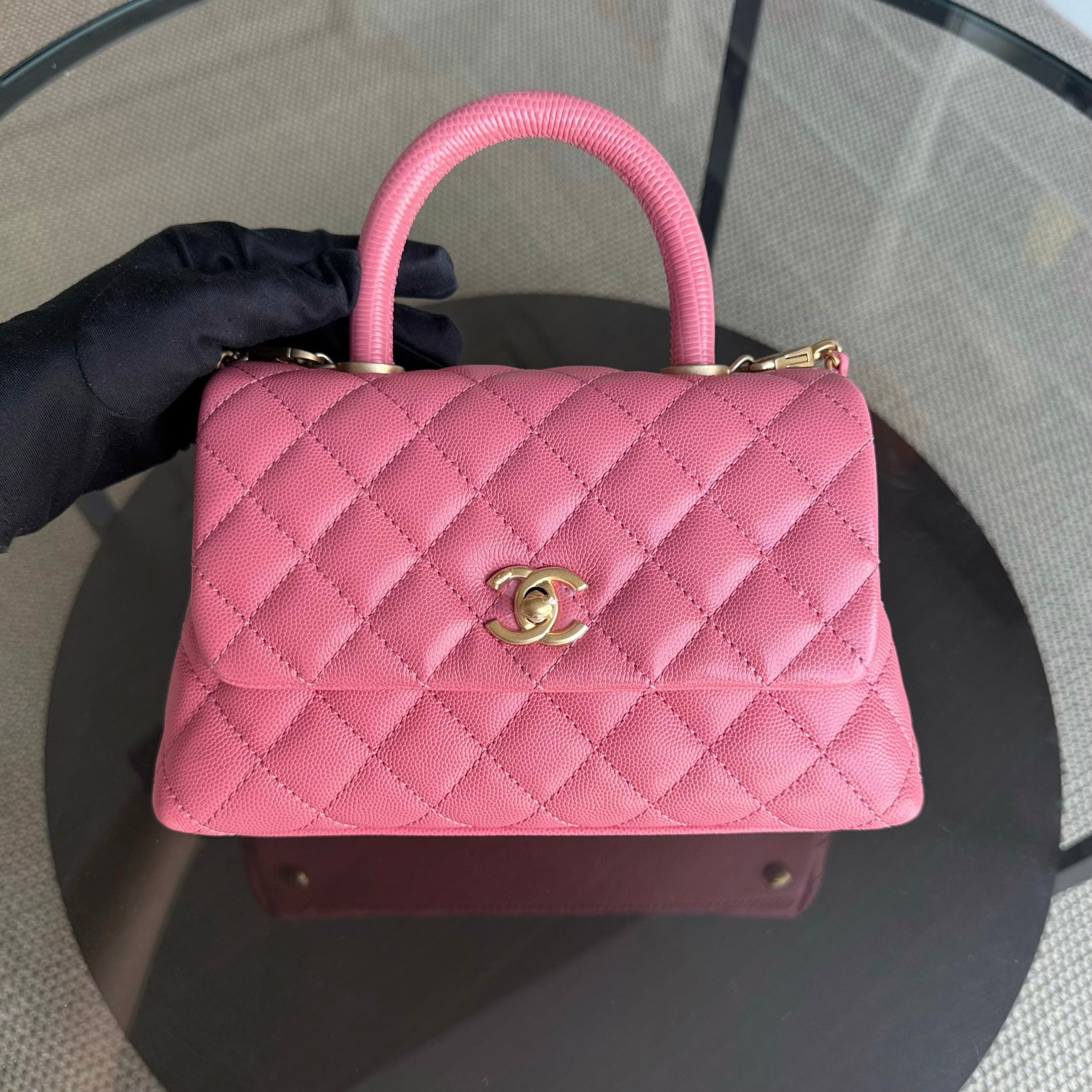 Chanel Coco Handle Small - Caviar Quilted Pink Gold Hardware Series 27