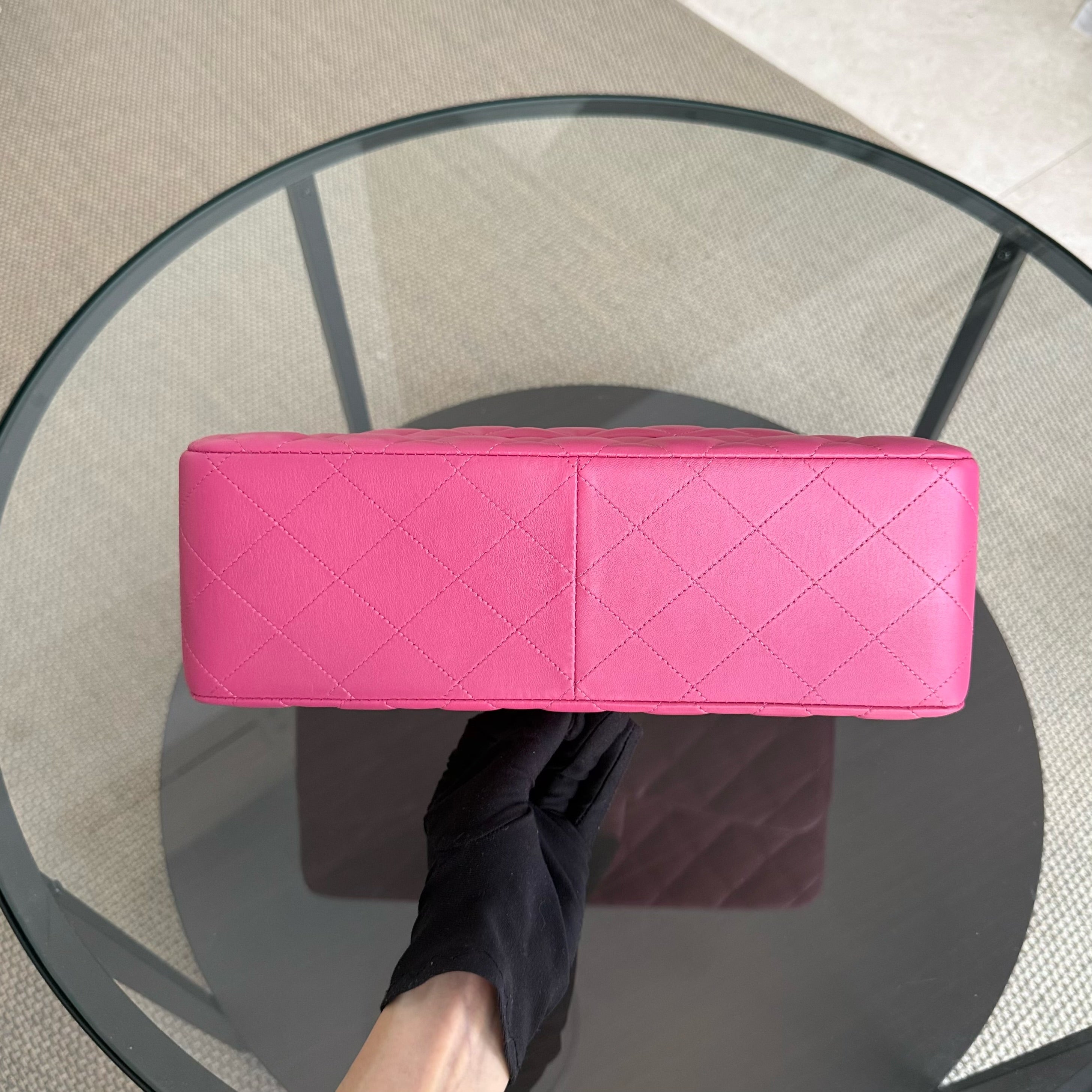 Chanel Classic Flap Jumbo - Double Flap 30CM Quilted Lambskin Pink Gold Hardware Series 17