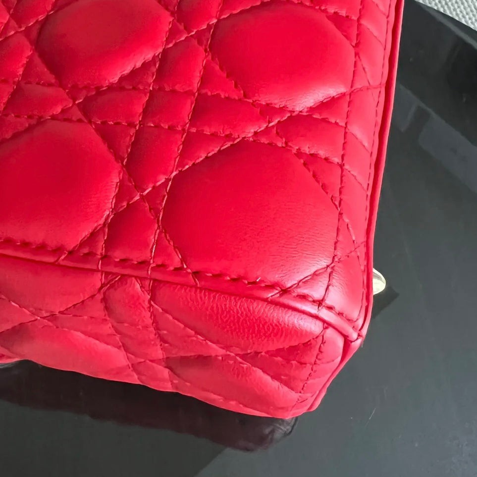 Dior Lady Small Flap - Cannage Lambskin Red Gold Hardware