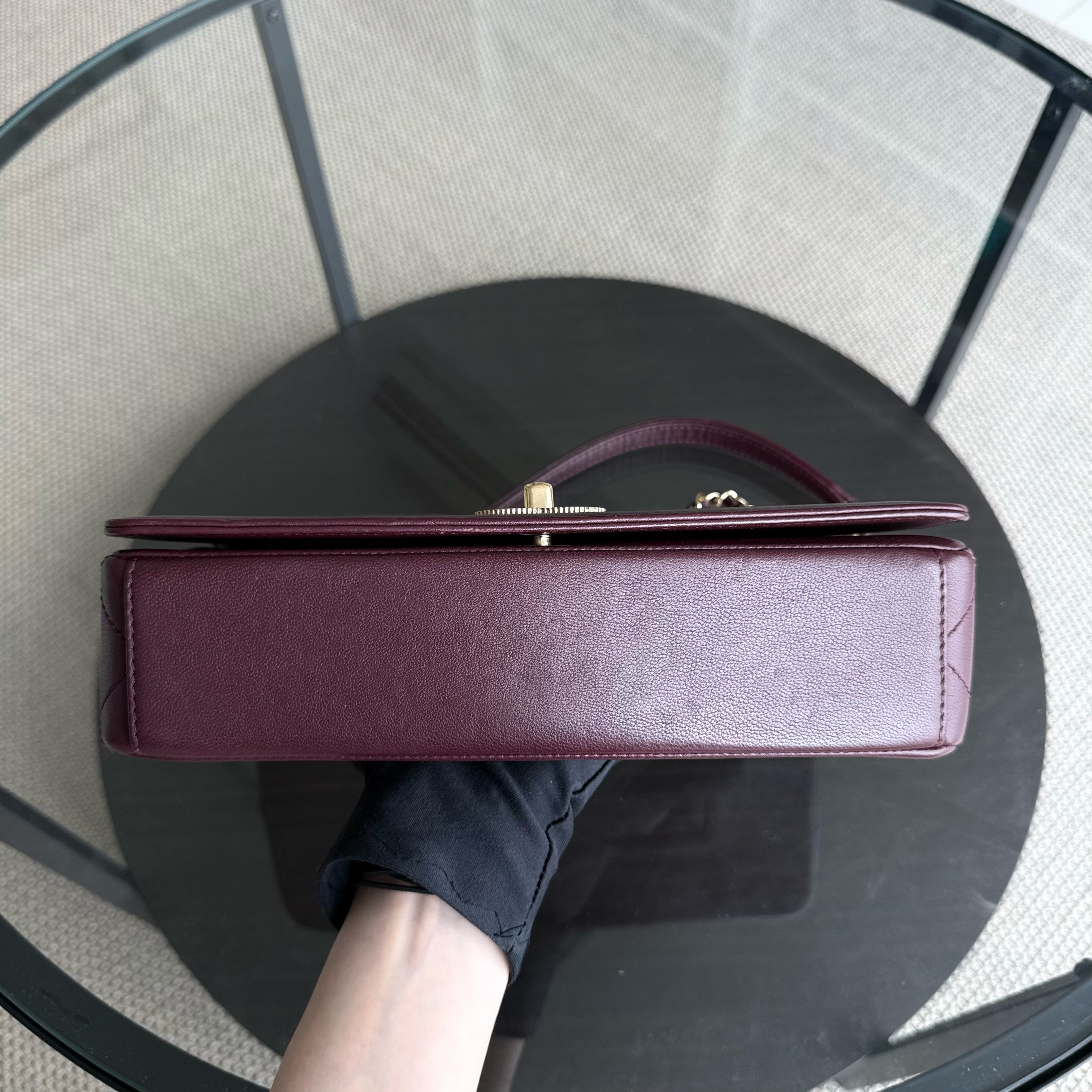 Chanel Mademoiselle Seasonal Flap - 25CM Quilted Lambskin Burgundy Gold Hardware Series 23