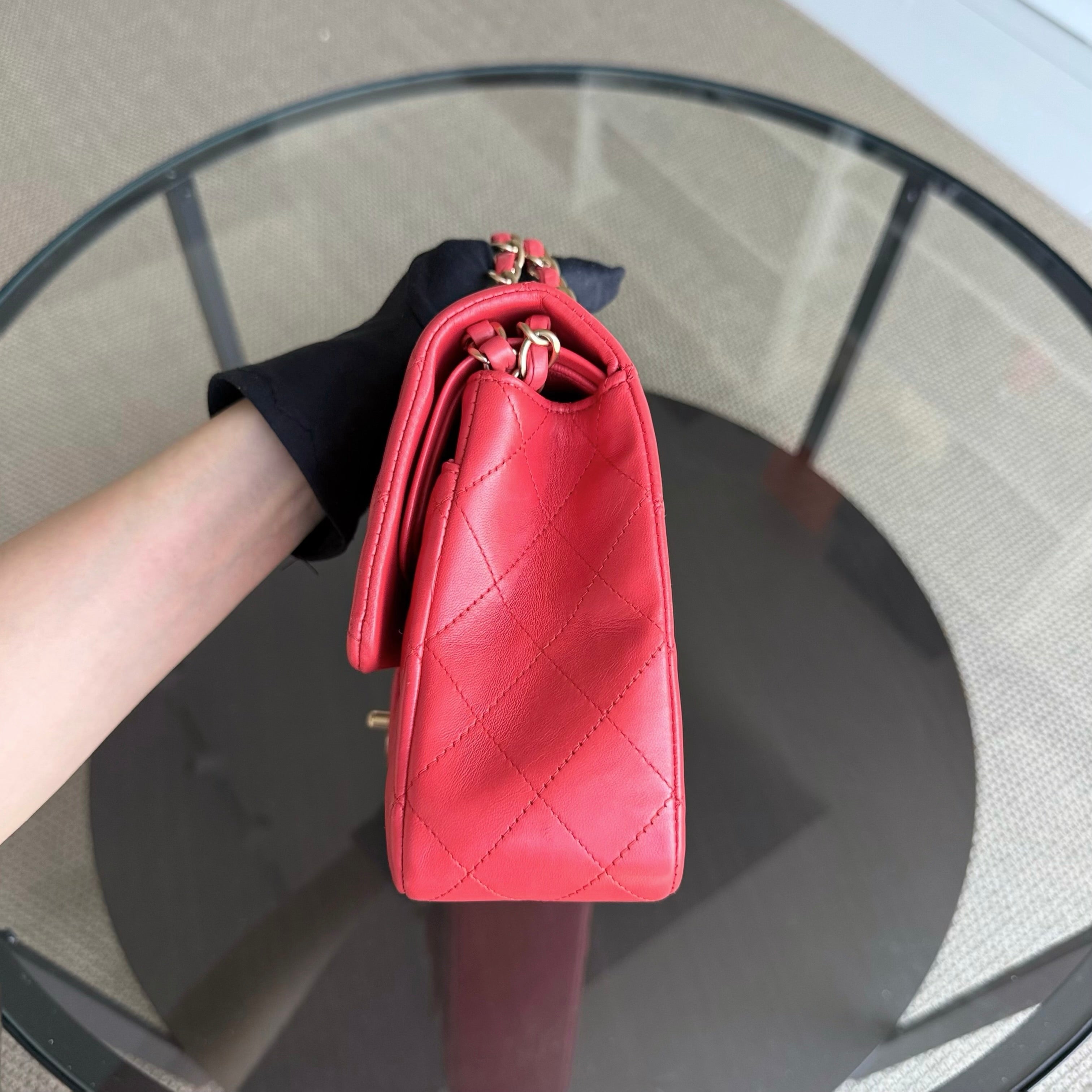 Chanel Classic Flap Medium - 25CM Quilted Lambskin Red Gold Hardware Series 13