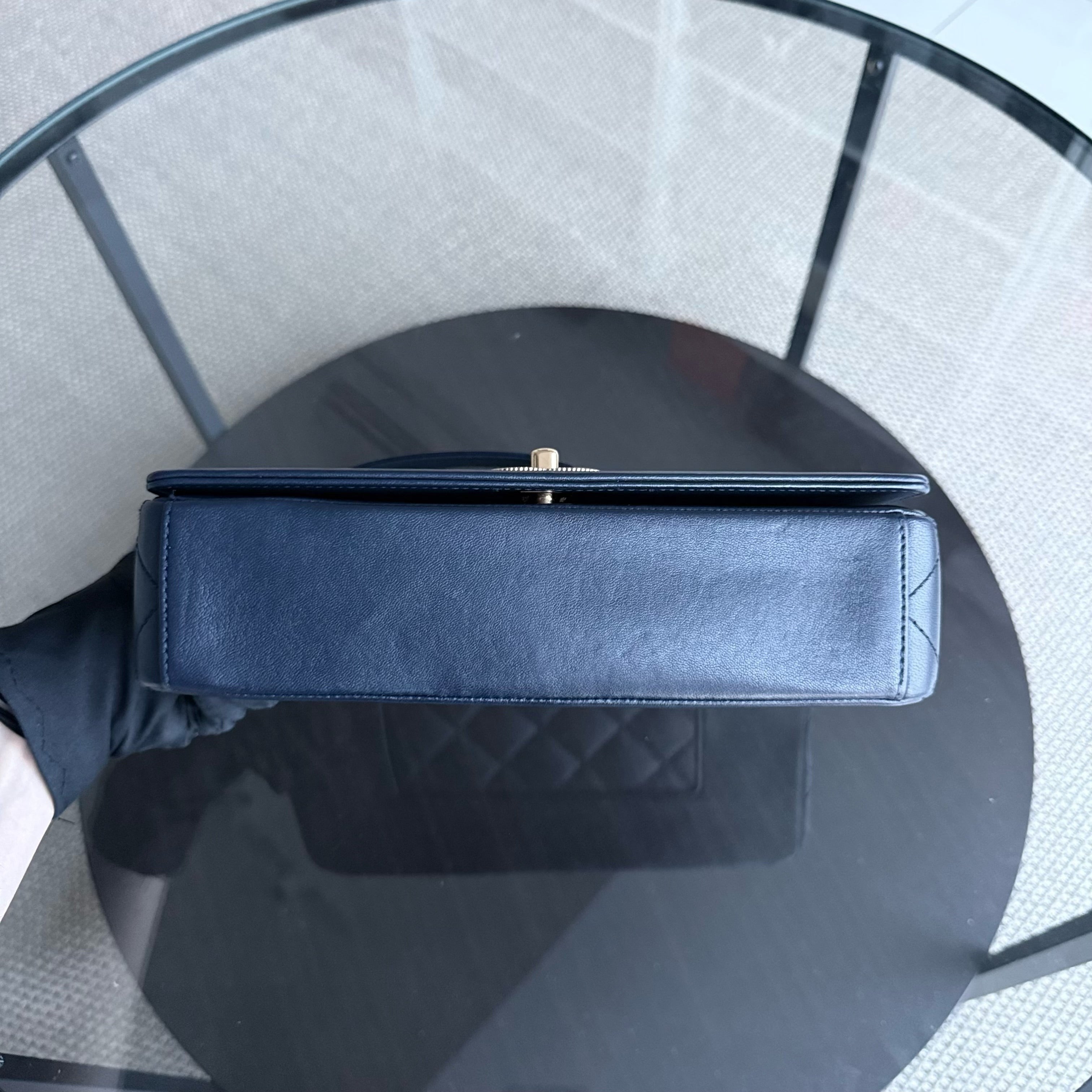 Chanel Mademoiselle Seasonal Flap - Cannage Calfskin Blue Gold Hardware Series 21
