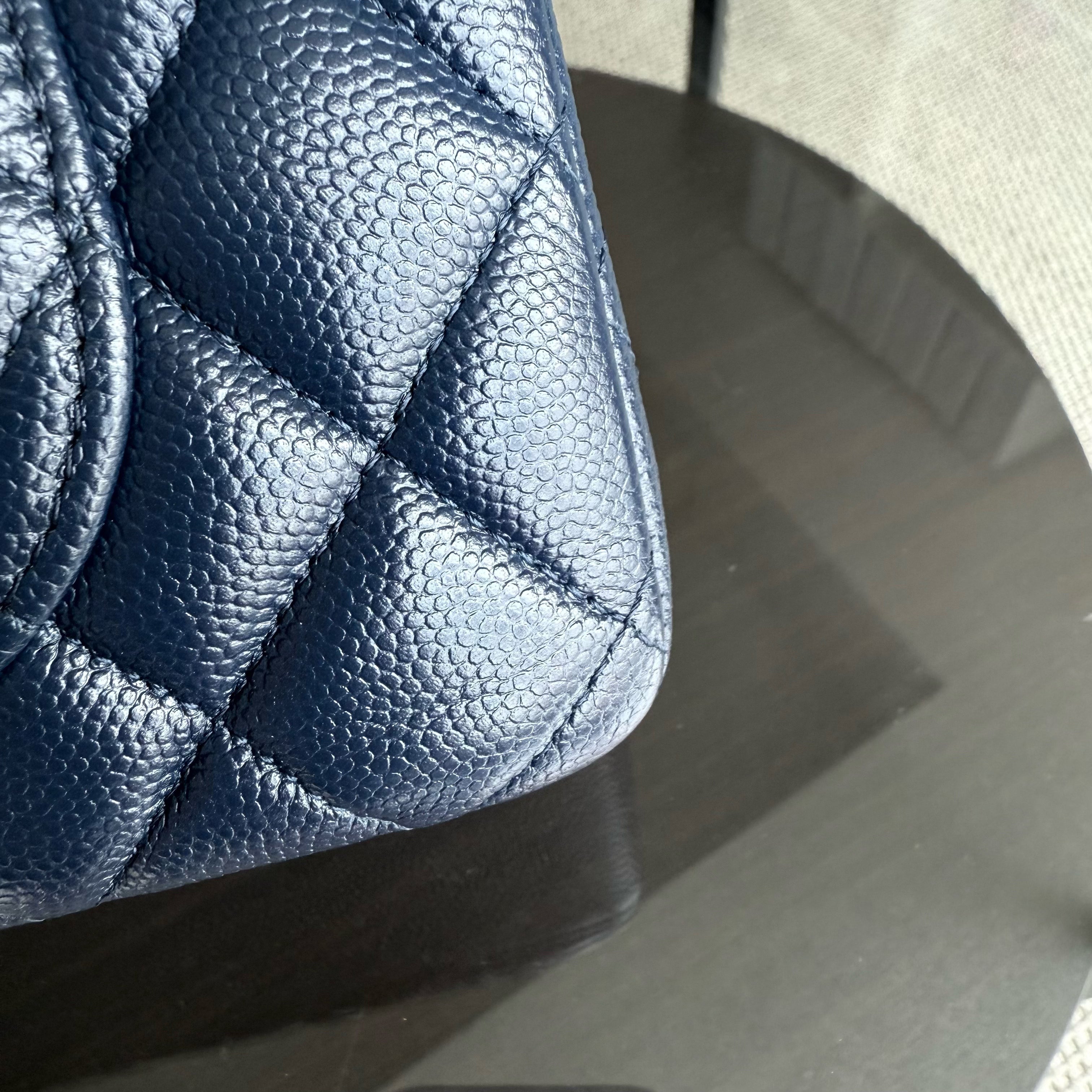 Chanel Classic Flap Small - Caviar 23CM Quilted Midnight Blue Silver Hardware Series 24