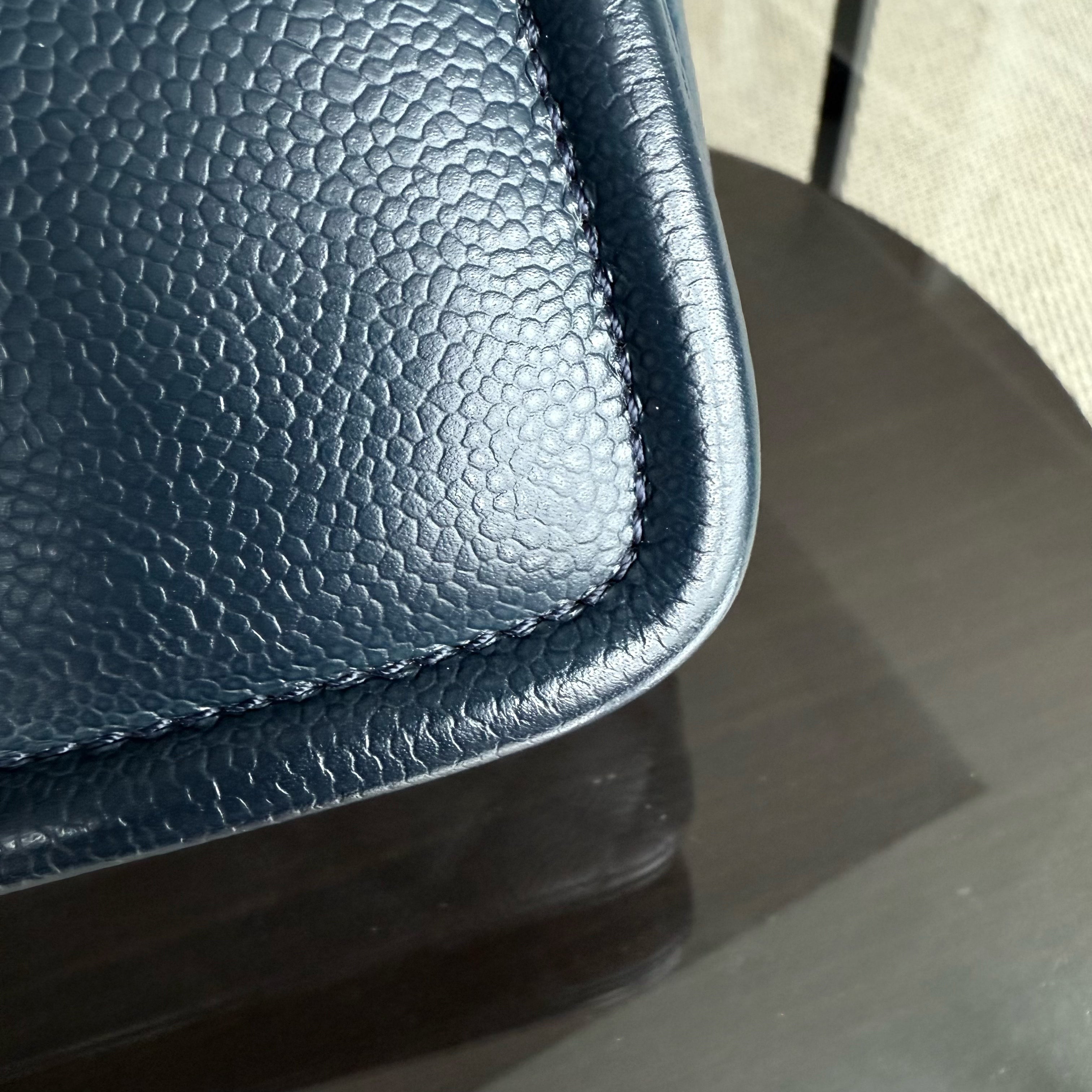 Chanel Seasonal Timeless CC Flap - Caviar 24CM Dark Blue Silver Hardware Series 15