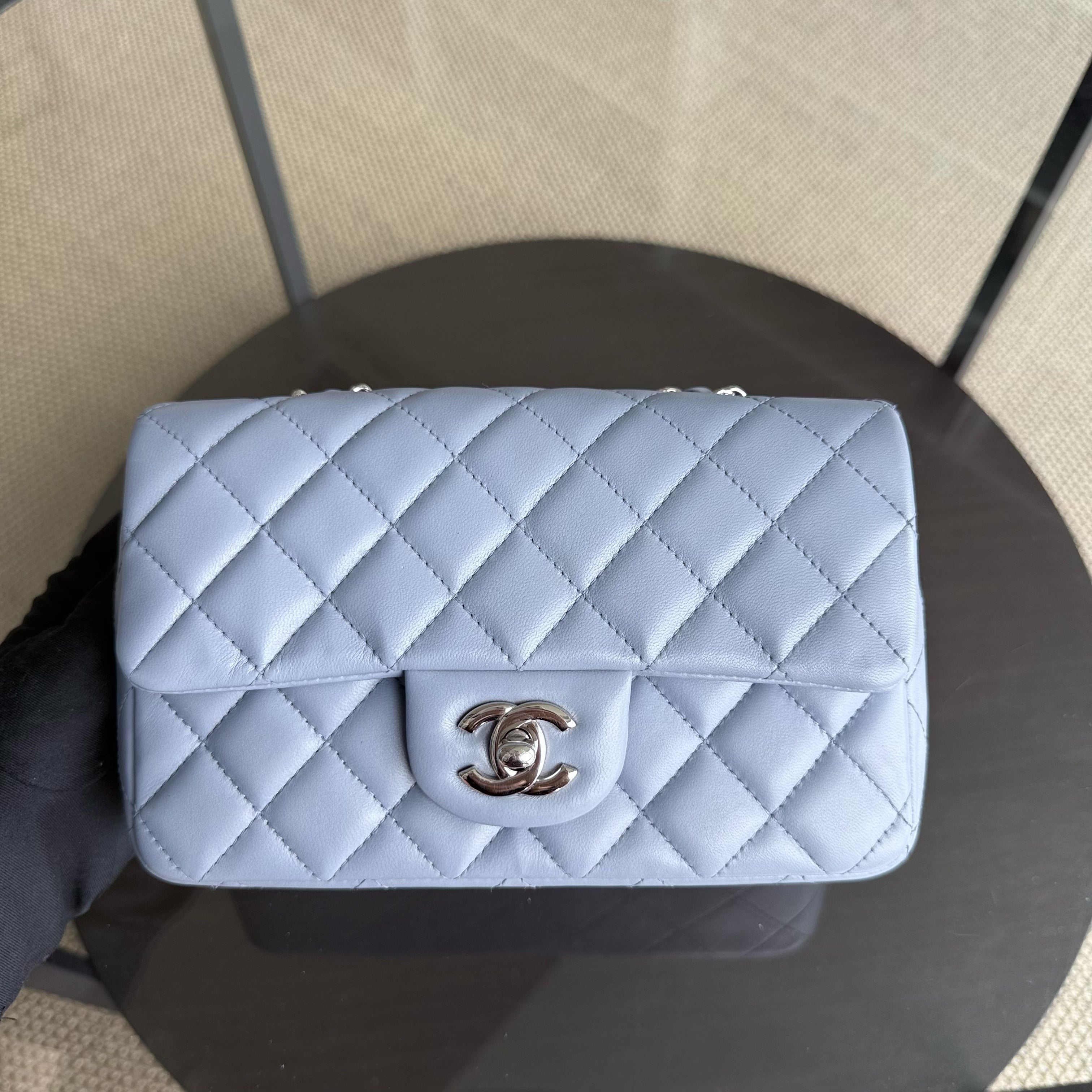 Chanel Classic Flap Mini - 20CM Quilted Lambskin Blue Silver Hardware Series 16
