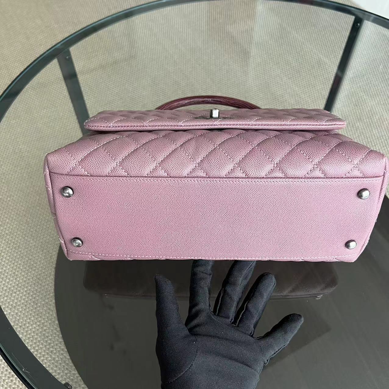 Chanel Coco Handle - Medium Pink Lizard Handle Silver Hardware Series 23