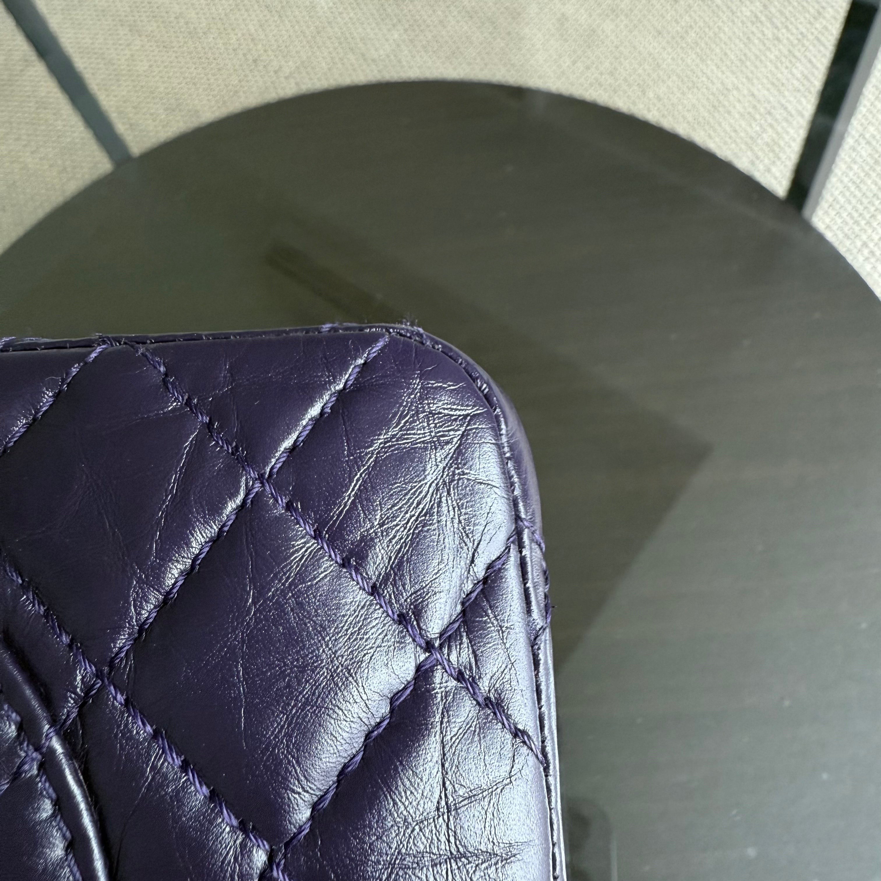 Chanel 2.55 Reissue 225 - Quilted Aged Calfskin Dark Violet Purple Aged Silver Hardware Series 17