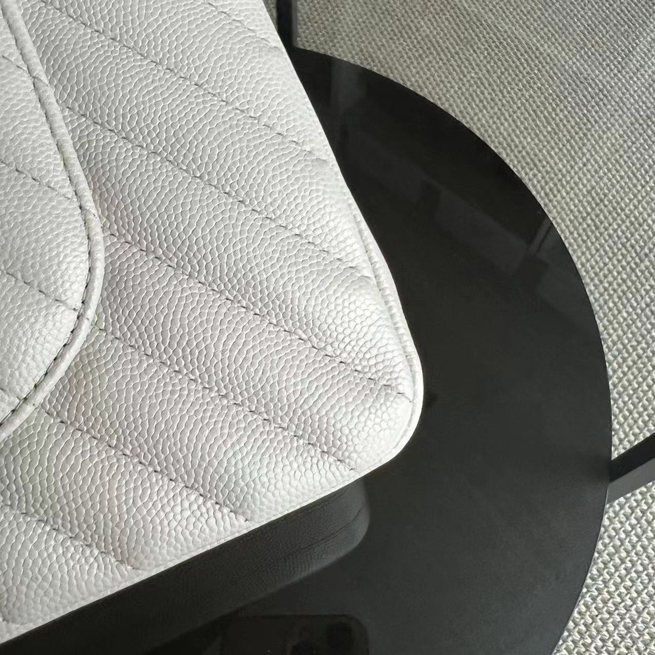 Balance of Chanel Classic Flap - Medium 25CM Caviar Chevron White Cream Silver Hardware Series 26