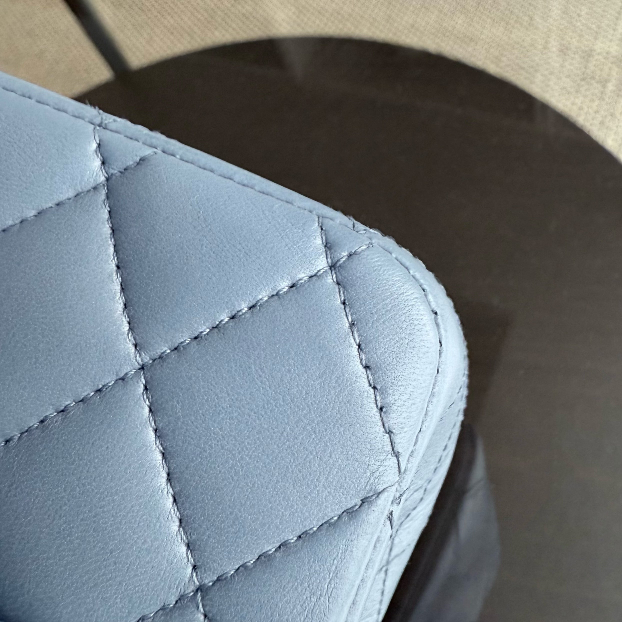 Chanel Classic Flap Medium - 25CM Lambskin Quilted Haze Blue Silver Hardware Series 16
