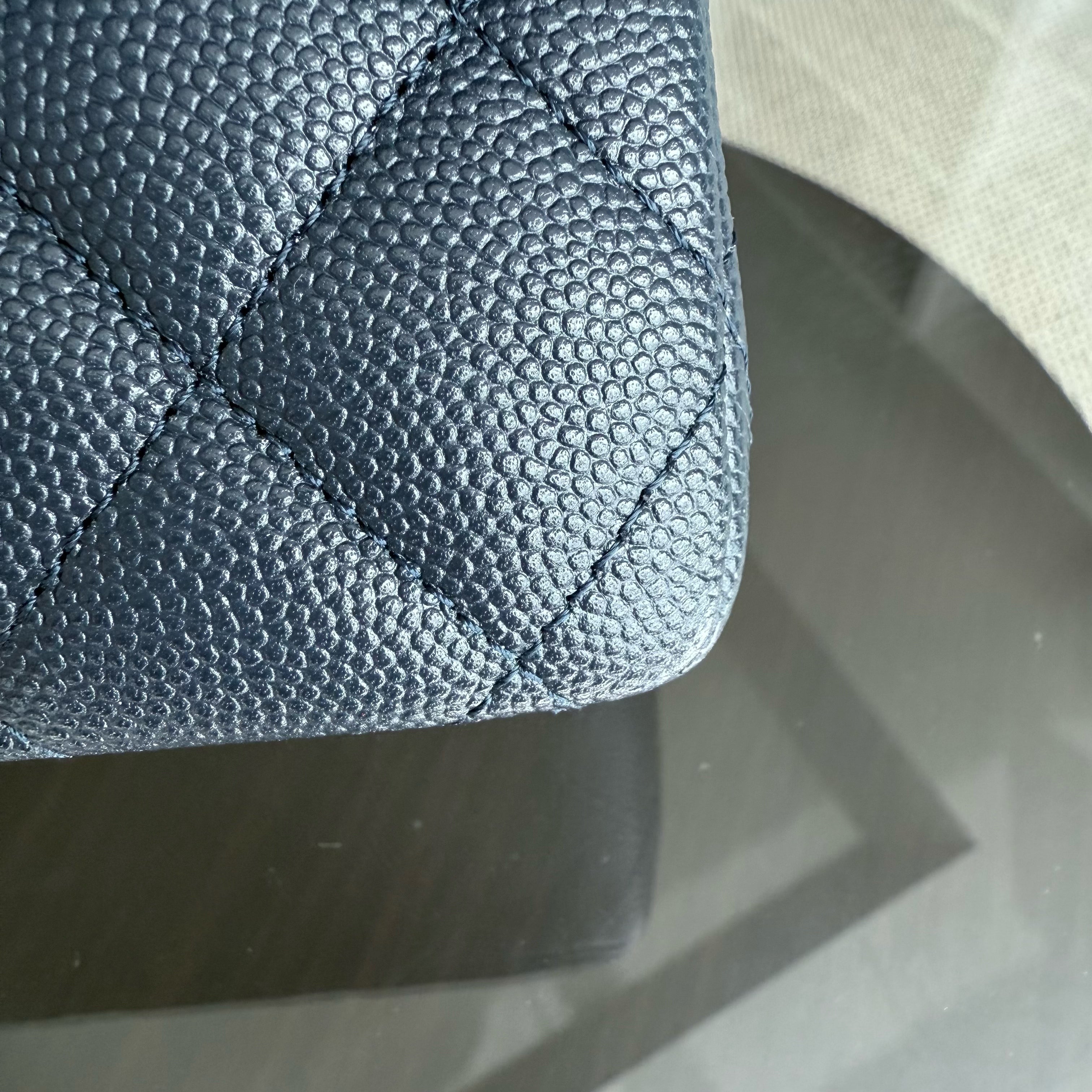 Chanel Classic Flap Medium - Caviar 25CM Quilted Dark Navy Blue Light Gold Hardware Series 26