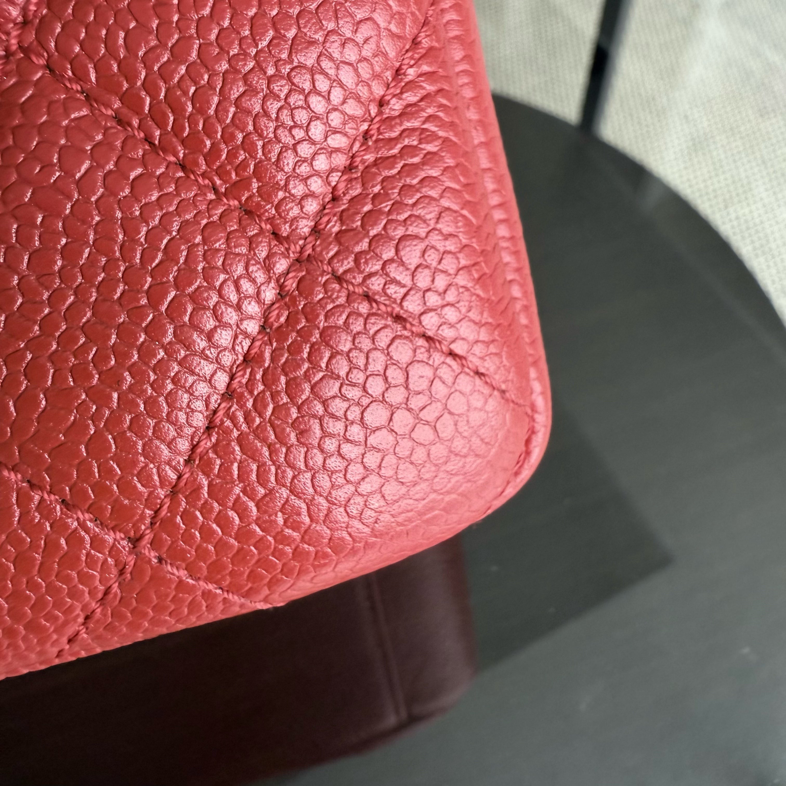 Chanel PST Petite Shopping Tote - Caviar Quilted Red Silver Hardware Series 18