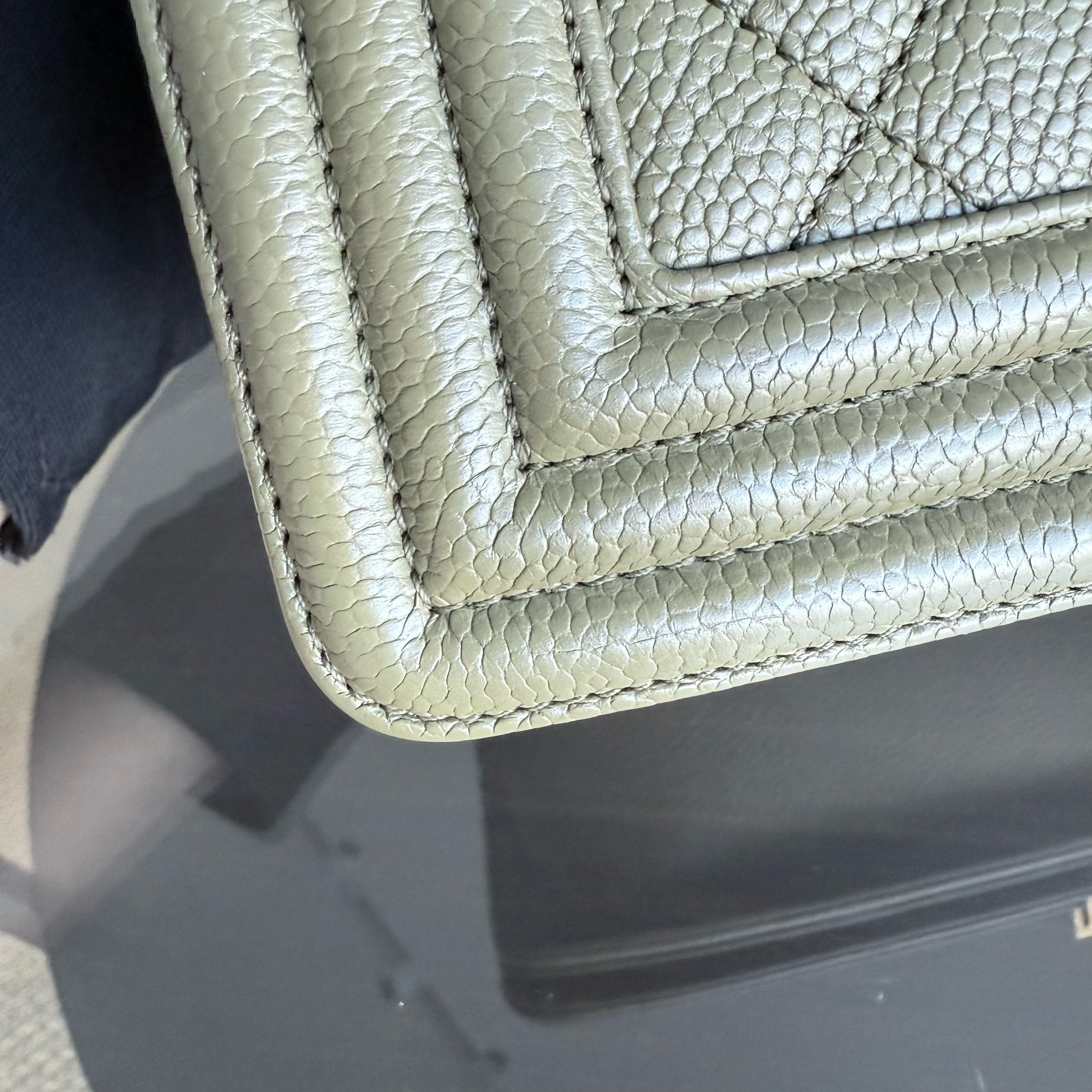 Chanel Boy Medium - Caviar 25CM Quilted Green Gold Hardware Series 23