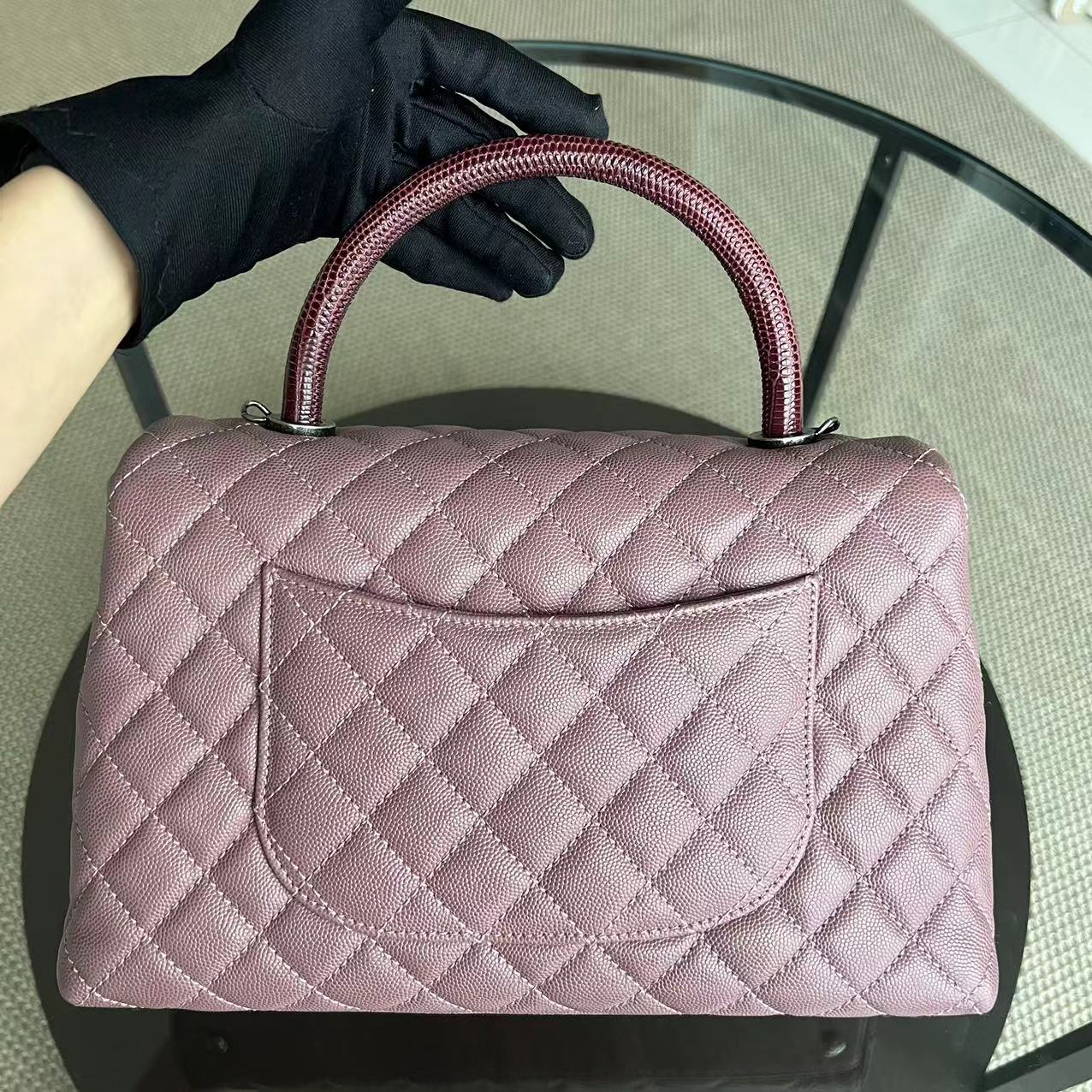 Chanel Coco Handle - Medium Pink Lizard Handle Silver Hardware Series 23