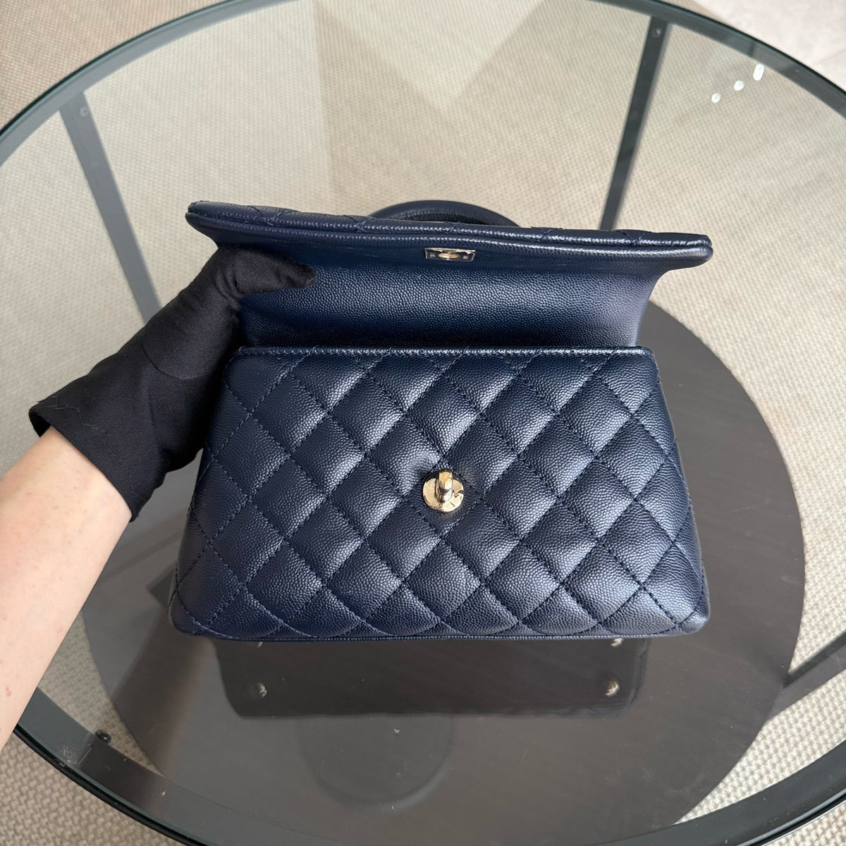 Chanel Coco Handle Small - Caviar Quilted Midnight Blue Gold Hardware Series 30