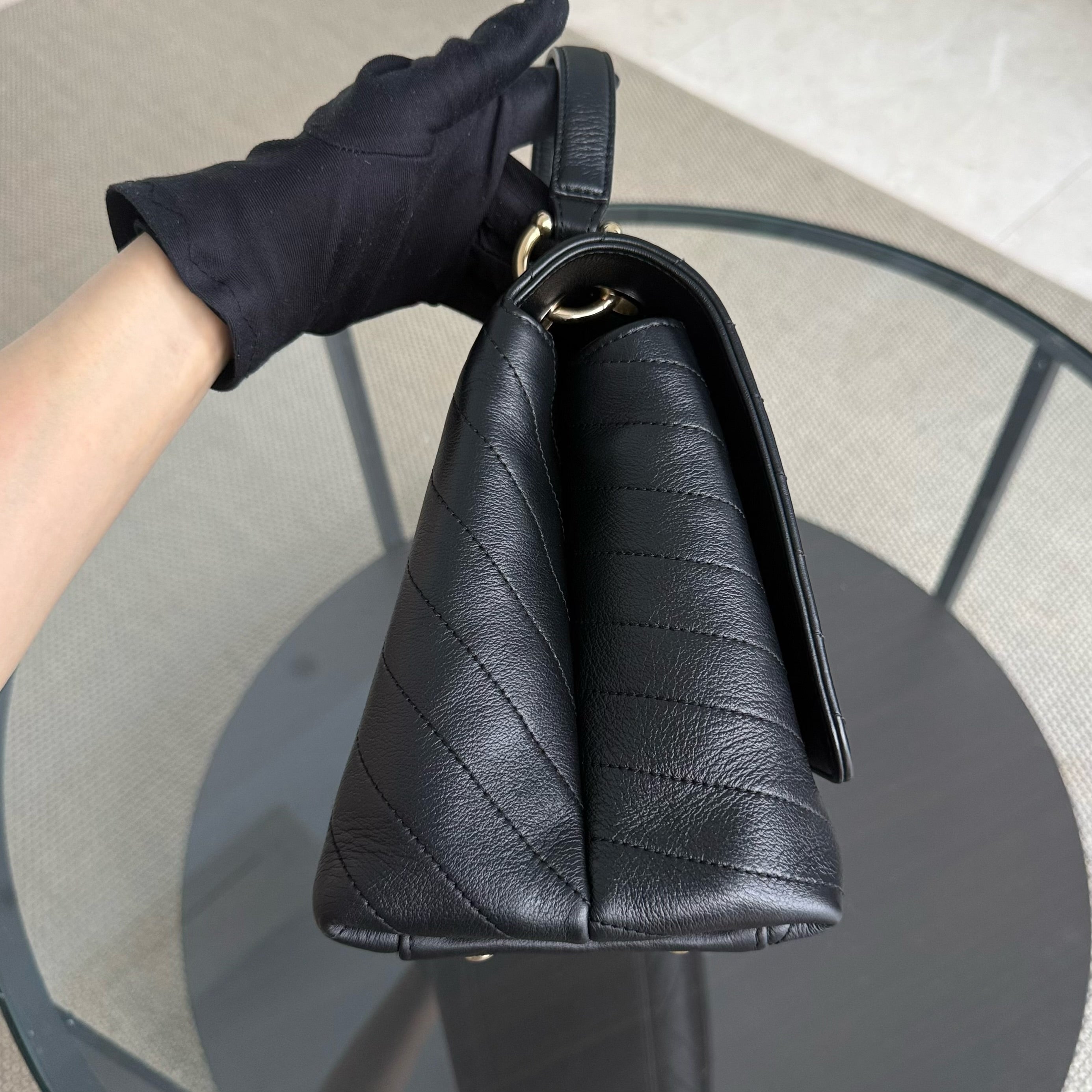 Chanel Handle Large - Caviar Quilted Black Gold Hardware Series 25