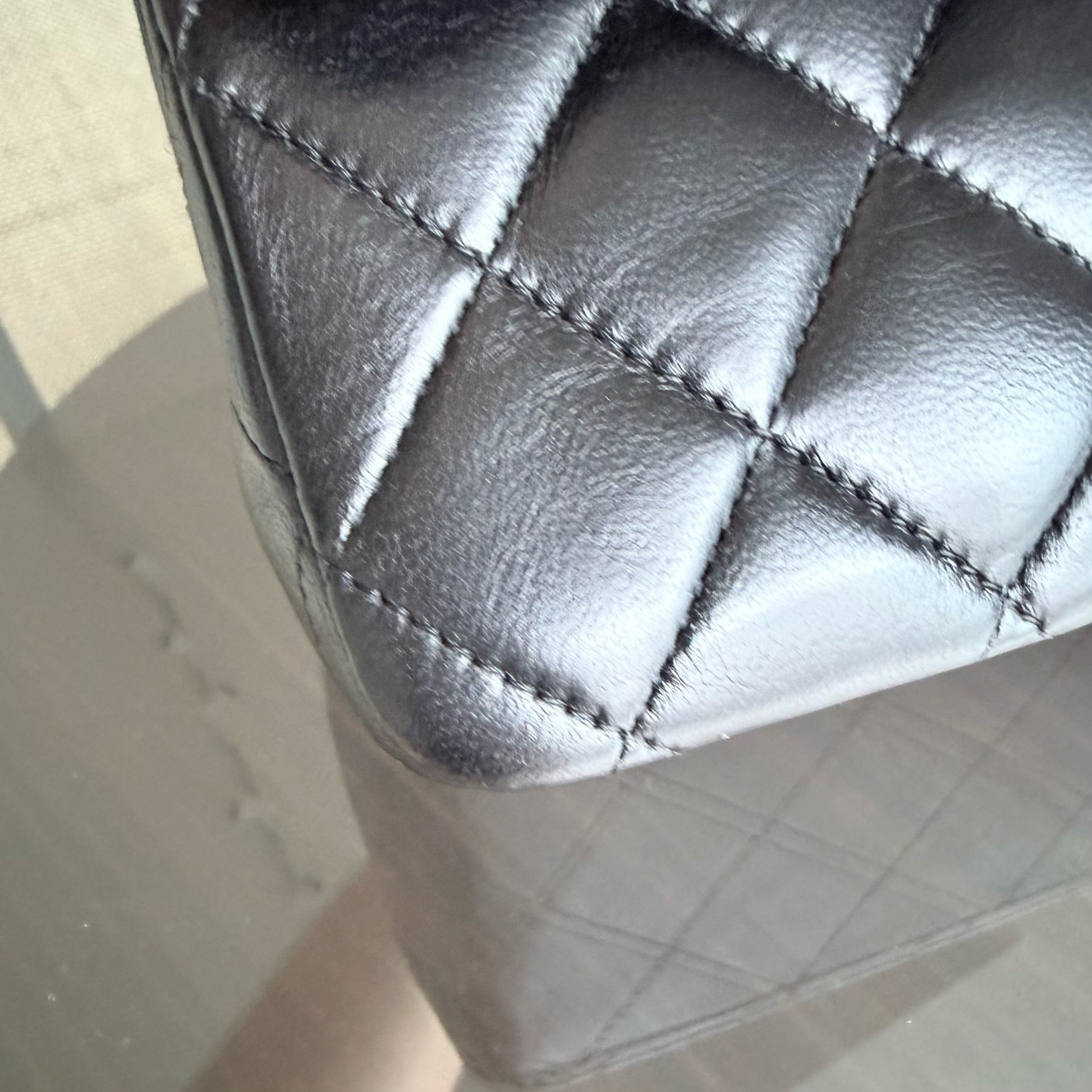 Chanel Classic Flap Medium - 25CM Quilted Lambskin Black Silver Hardware Series 12