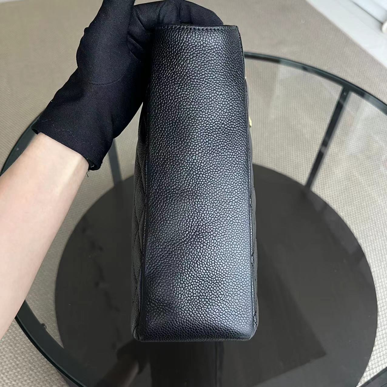 Chanel PST Petite Shopping Tote - Caviar Quilted Black Golden Hardware Series 14