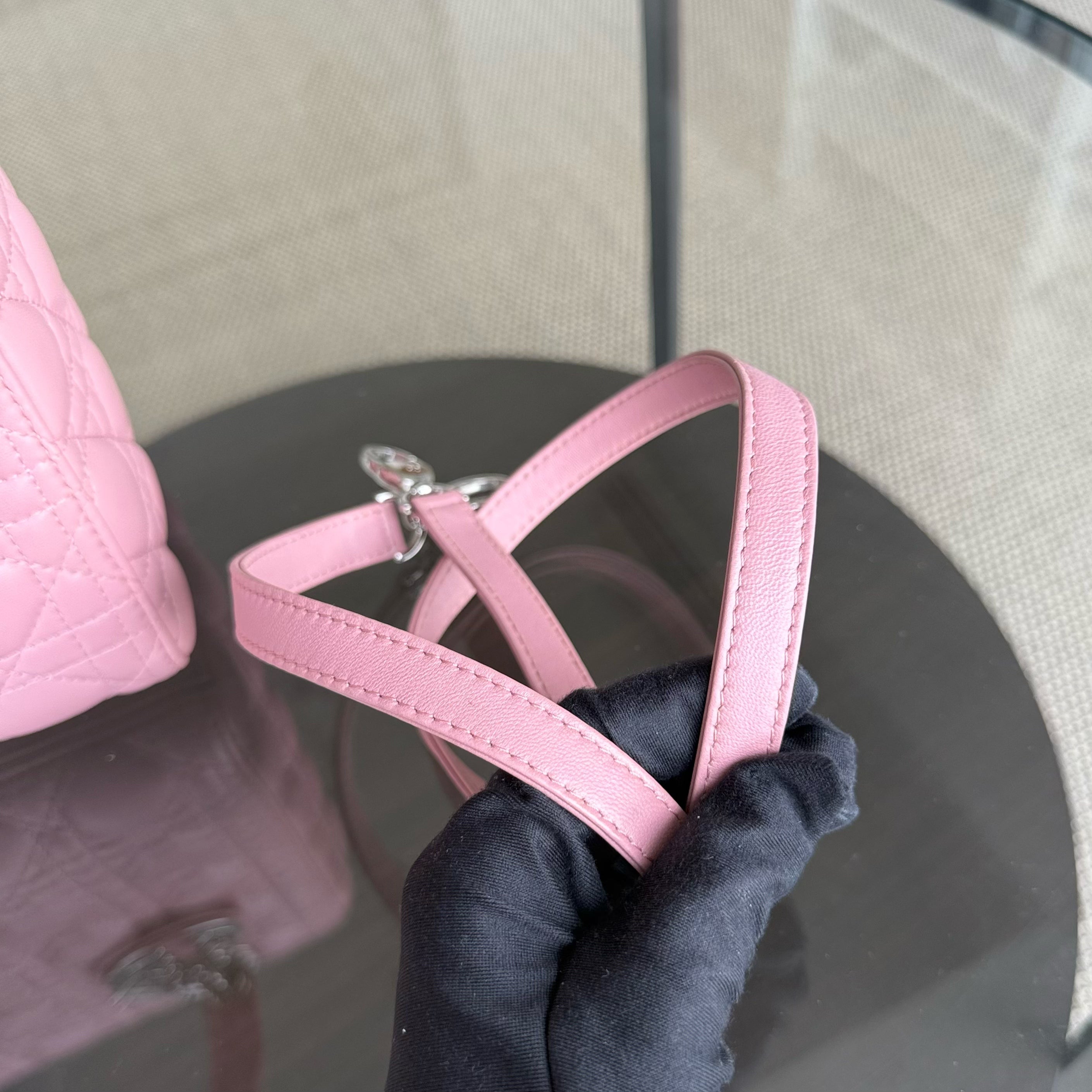 Dior Lady Medium - Cannage Lambskin Pink Silver Hardware