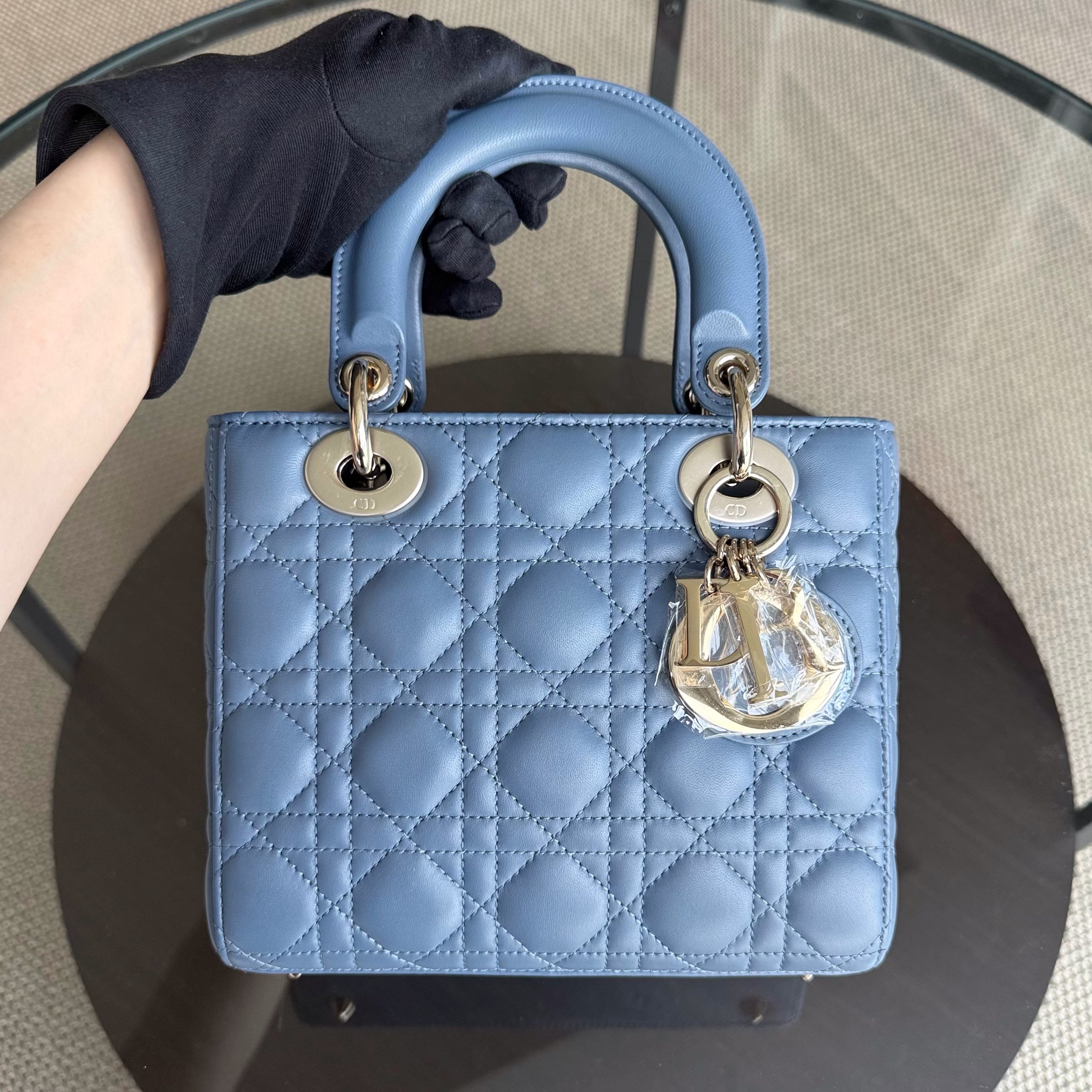 Dior Lady Small ABC Flap - Cannage Lambskin Blue Gold Hardware MyABC