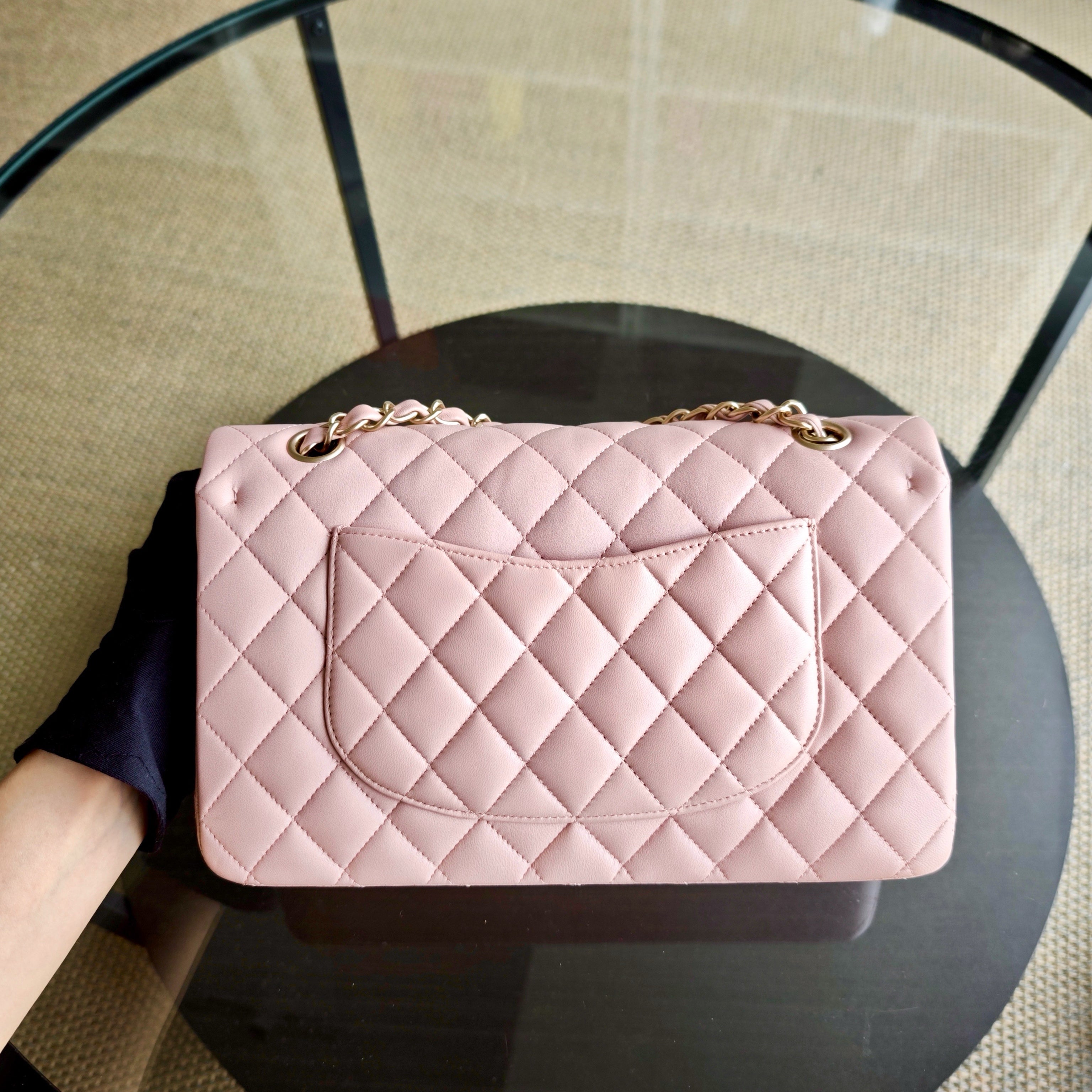 Chanel Classic Flap Medium - 25CM Quilted Lambskin Light Sakura Pink Gold Hardware
