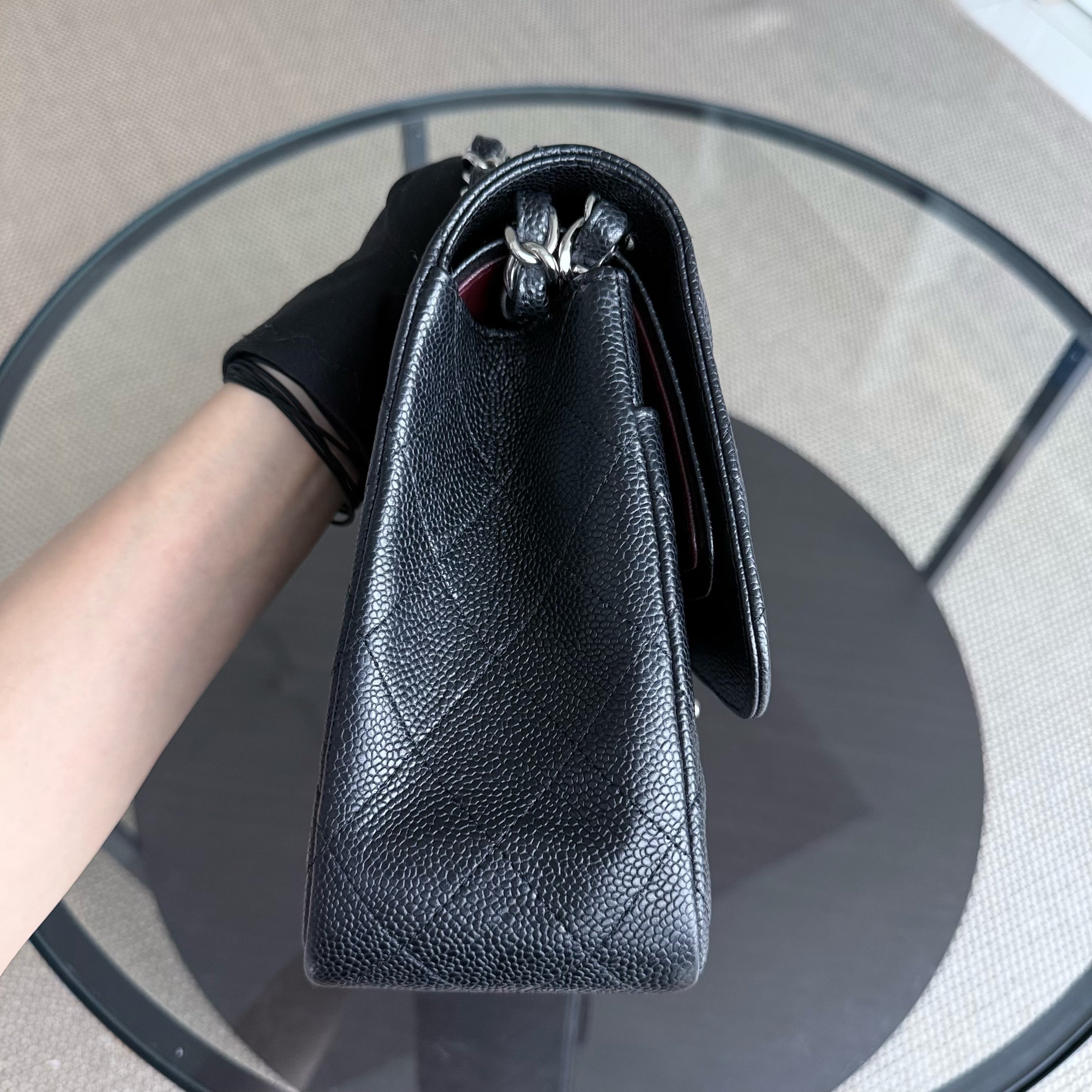 Chanel Classic Flap Jumbo - Double Flap Caviar 30CM Quilted Black Silver Hardware Series 16