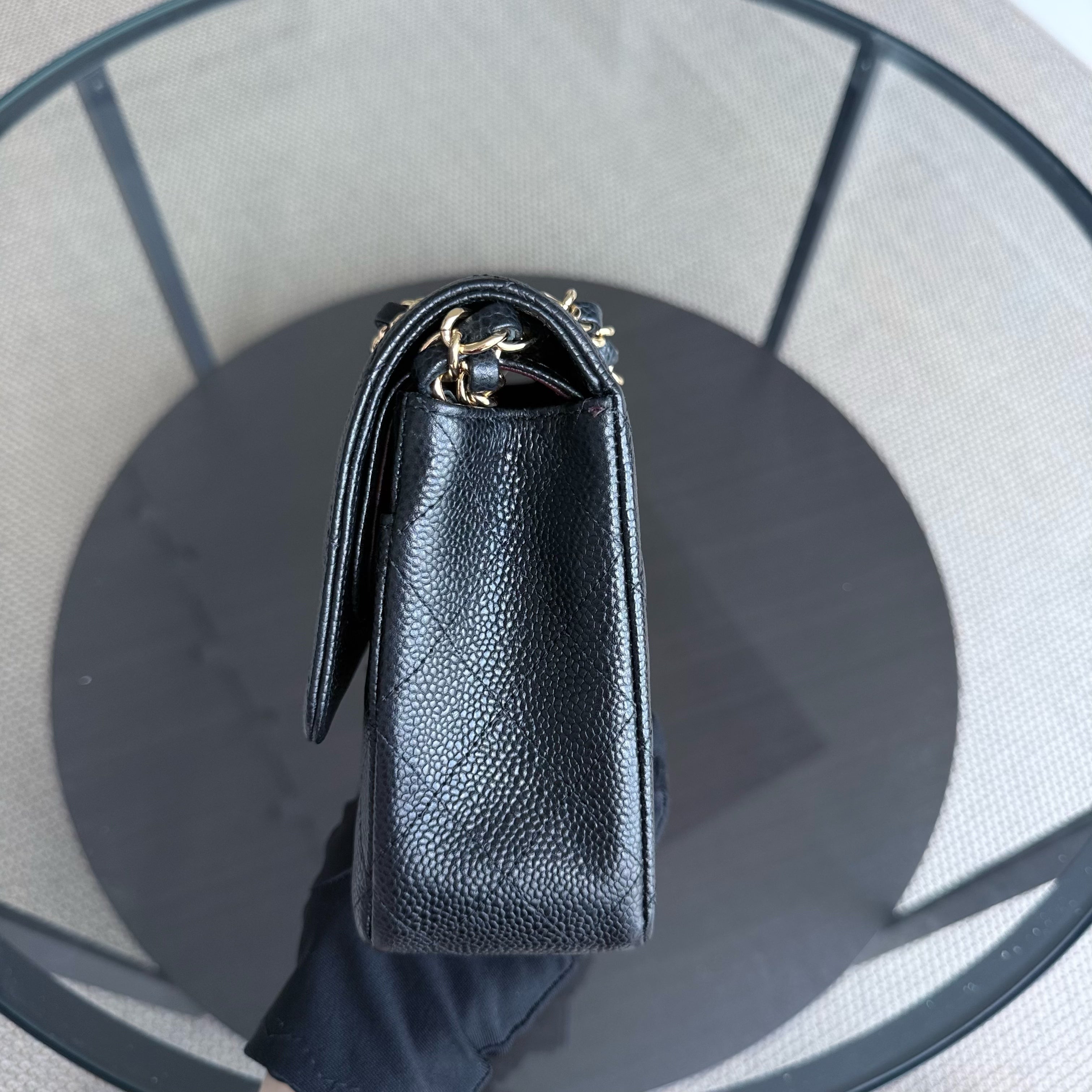 Chanel Classic Flap Medium - Caviar 25CM Quilted Black Gold Hardware Series 19