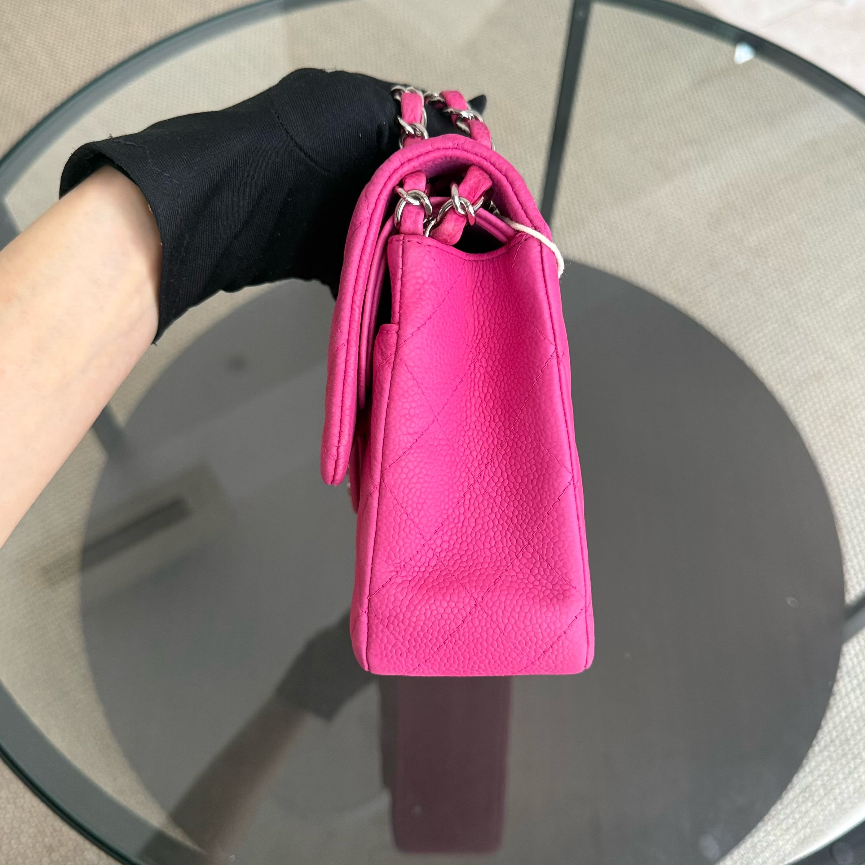 Chanel Classic Flap Medium - 25CM Quilted Caviar Pink Silver Hardware Series 18
