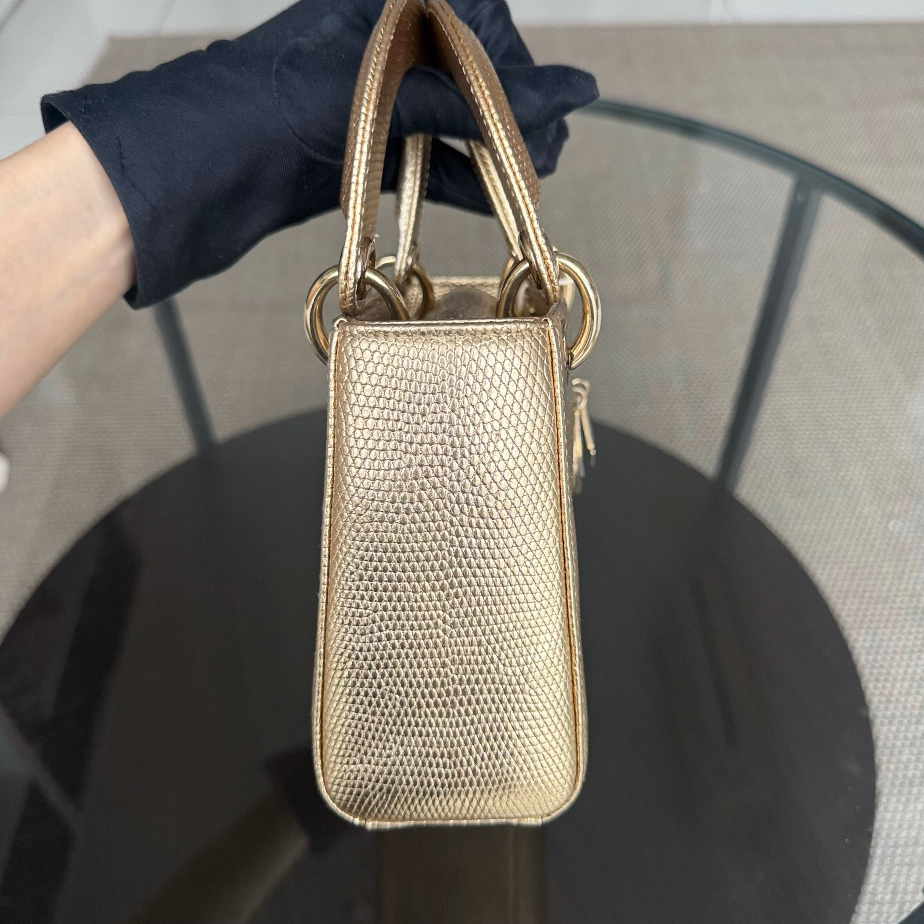 Dior Lady Mini - Exotic Lizard Gold Gold Hardware