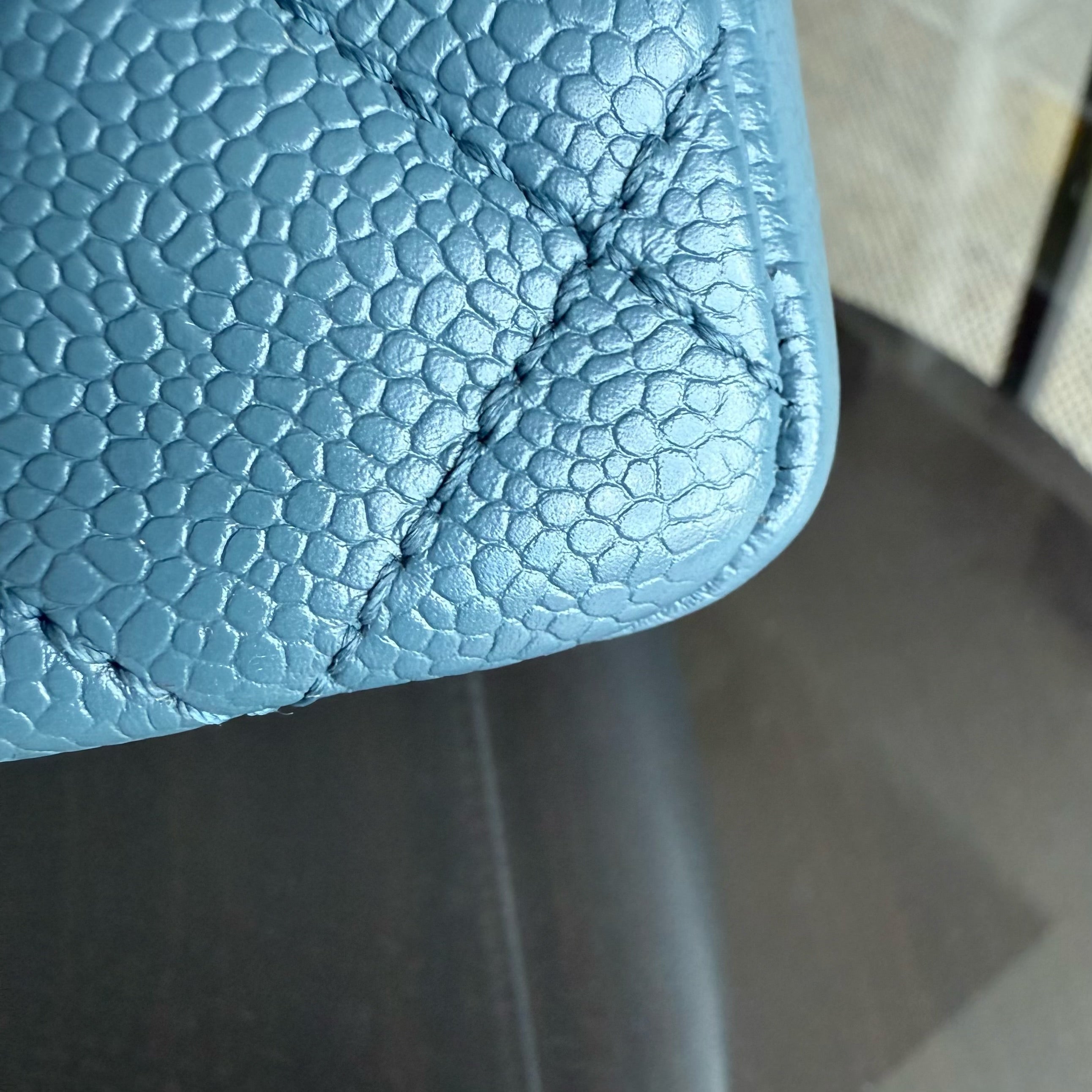 Chanel GST Grand Shopping Tote - Caviar Quilted Grained Calfskin Blue Silver Hardware Series 19