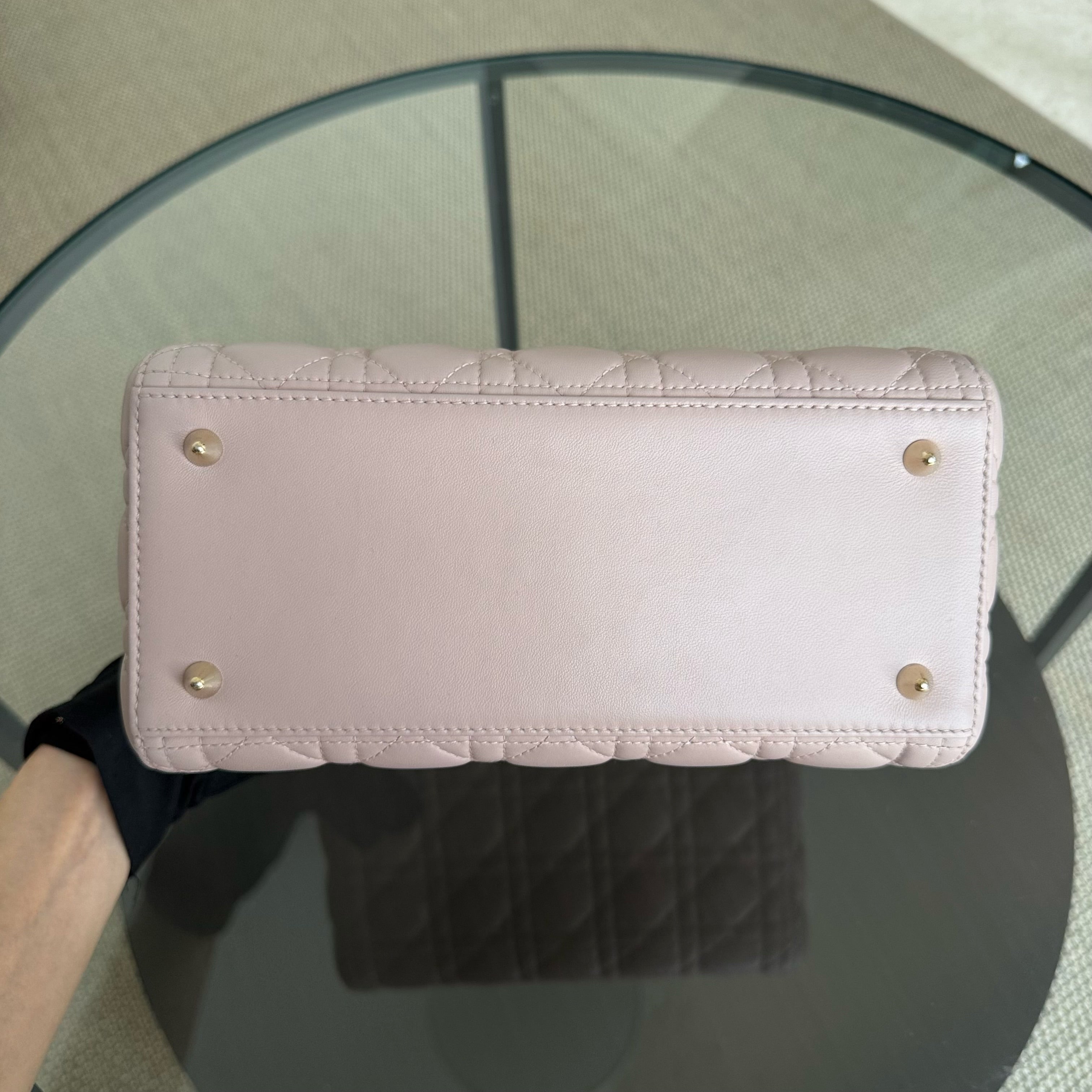 Dior Lady Medium Cannage Lambskin Light Pink Gold Hardware