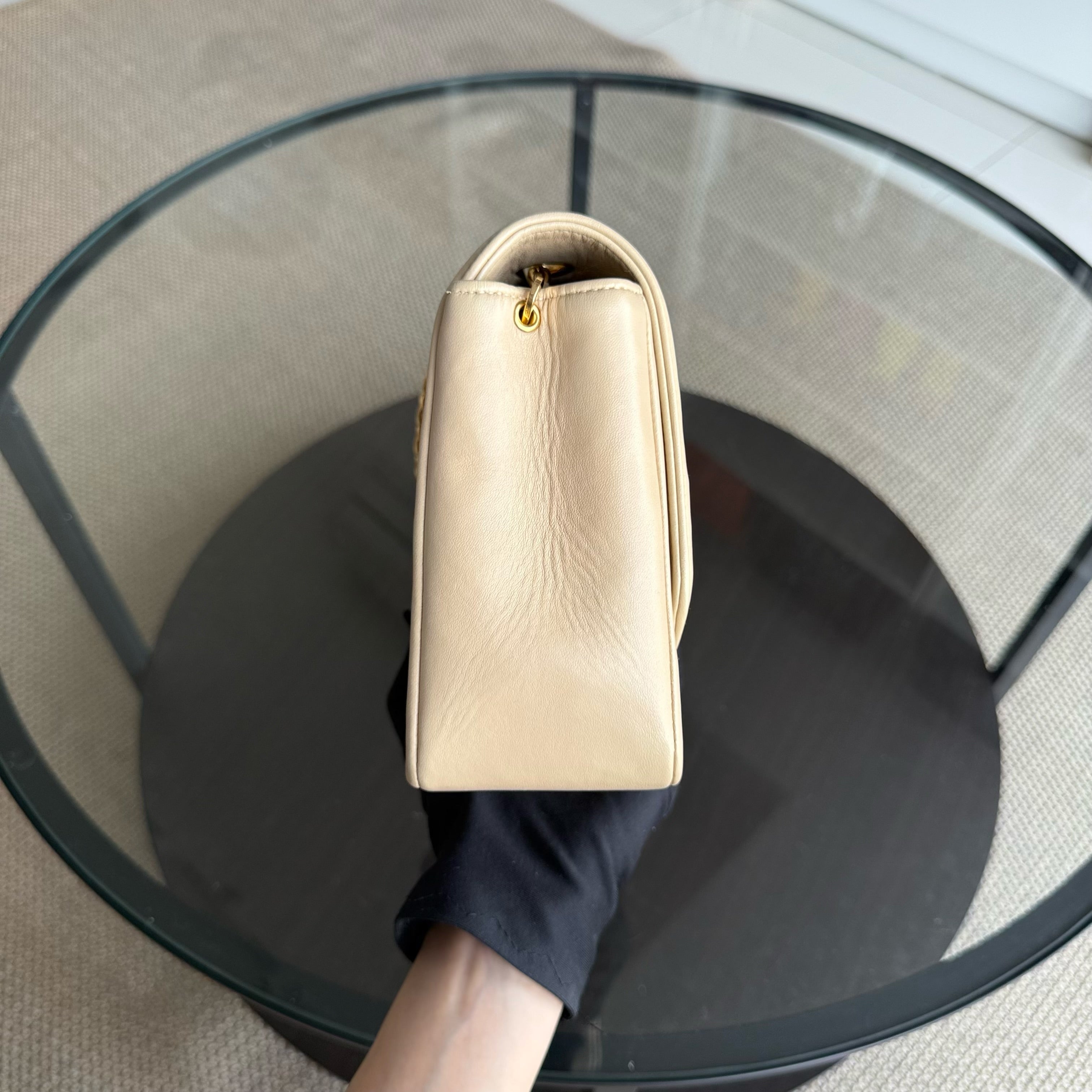 Chanel Diana Medium Vintage - Quilted Lambskin Beige Gold Hardware Series 3