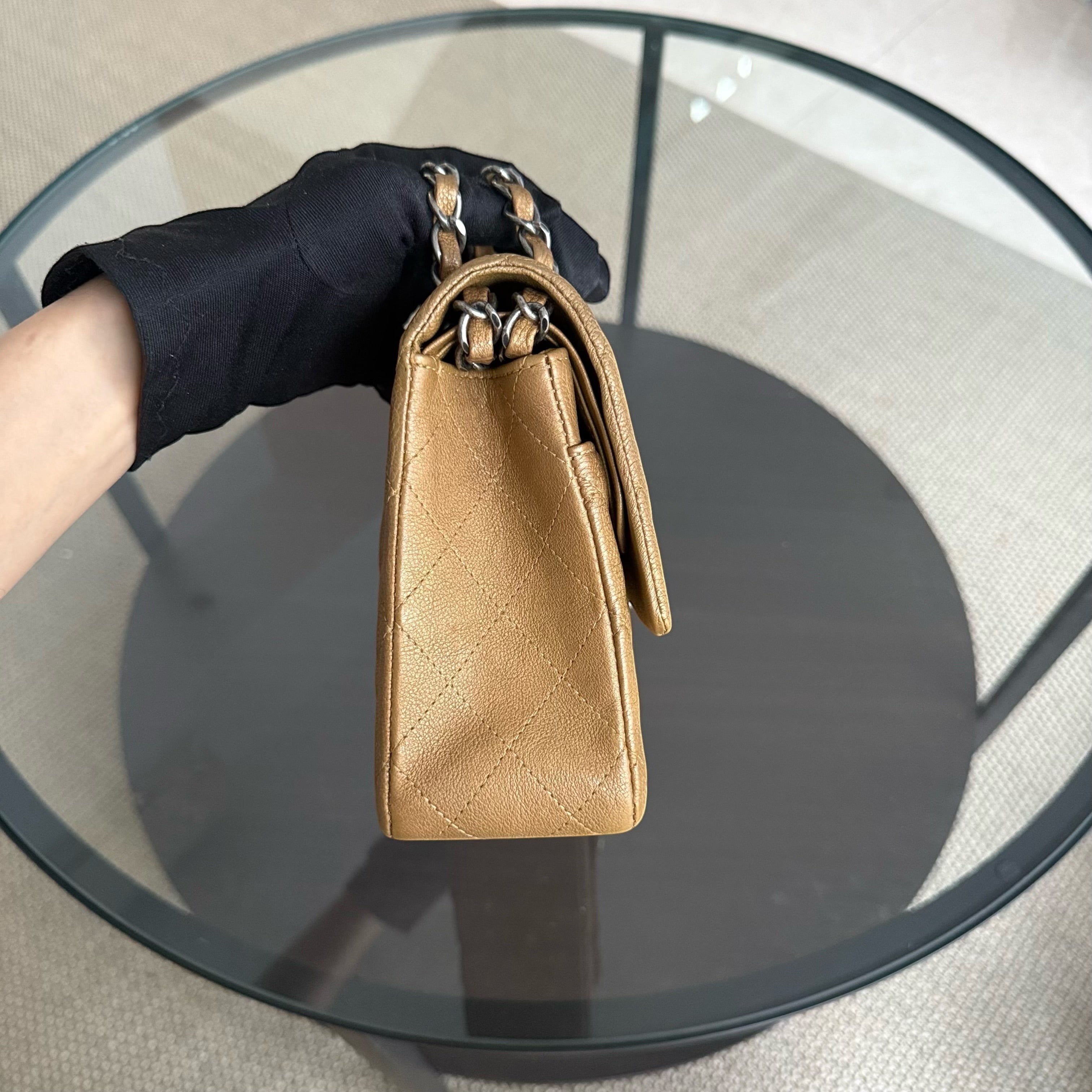 Chanel Classic Flap Medium - 25CM Caviar Quilted Bronze Color Ruthenium Silver Hardware Series 17