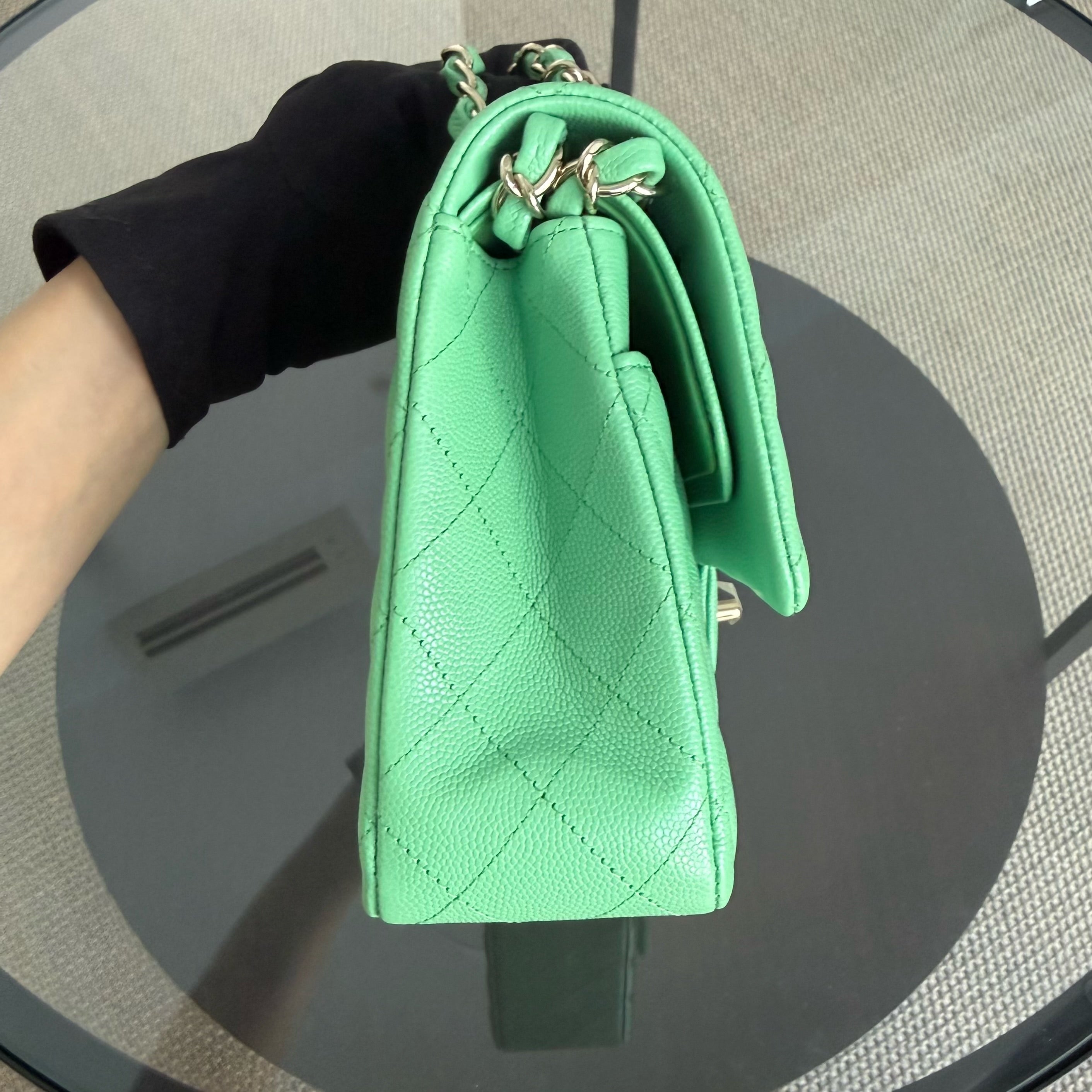 Chanel Classic Flap Medium - 25CM Quilted Caviar Green Gold Hardware Series 31