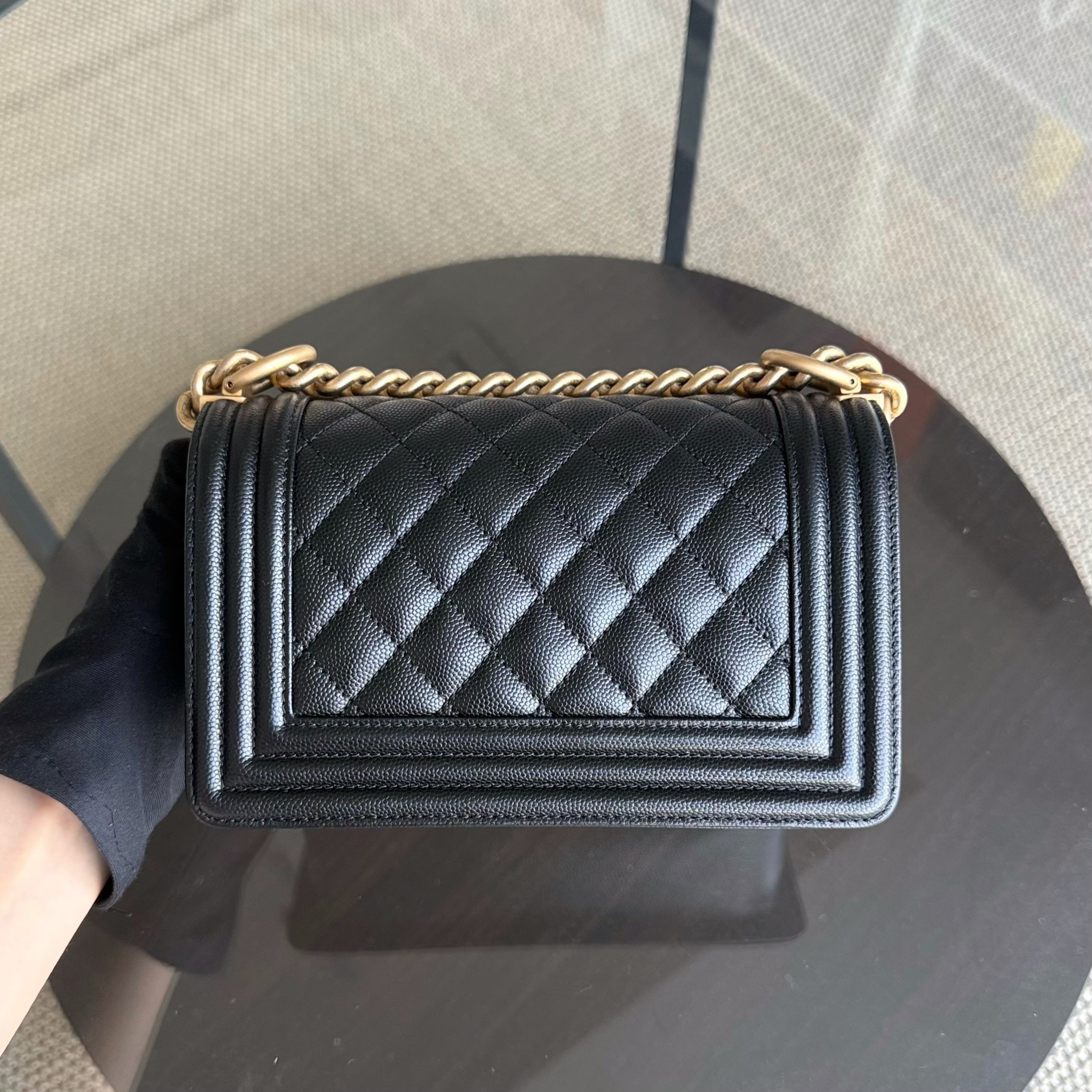 Chanel Boy Small - Caviar 20CM Quilted Black Gold Hardware Series 25