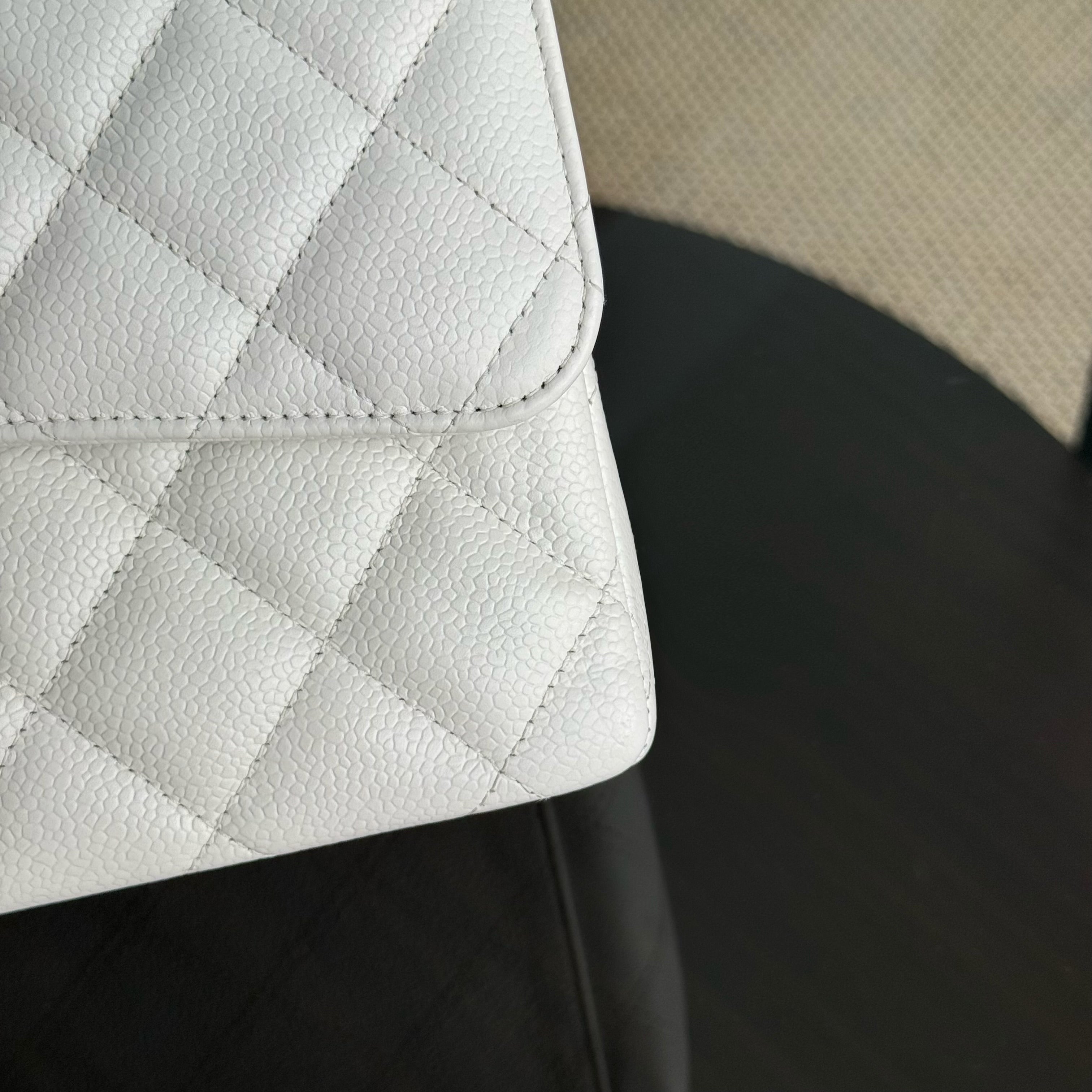 Chanel Classic Flap Maxi - Caviar 33CM Double Flap White Gold Hardware