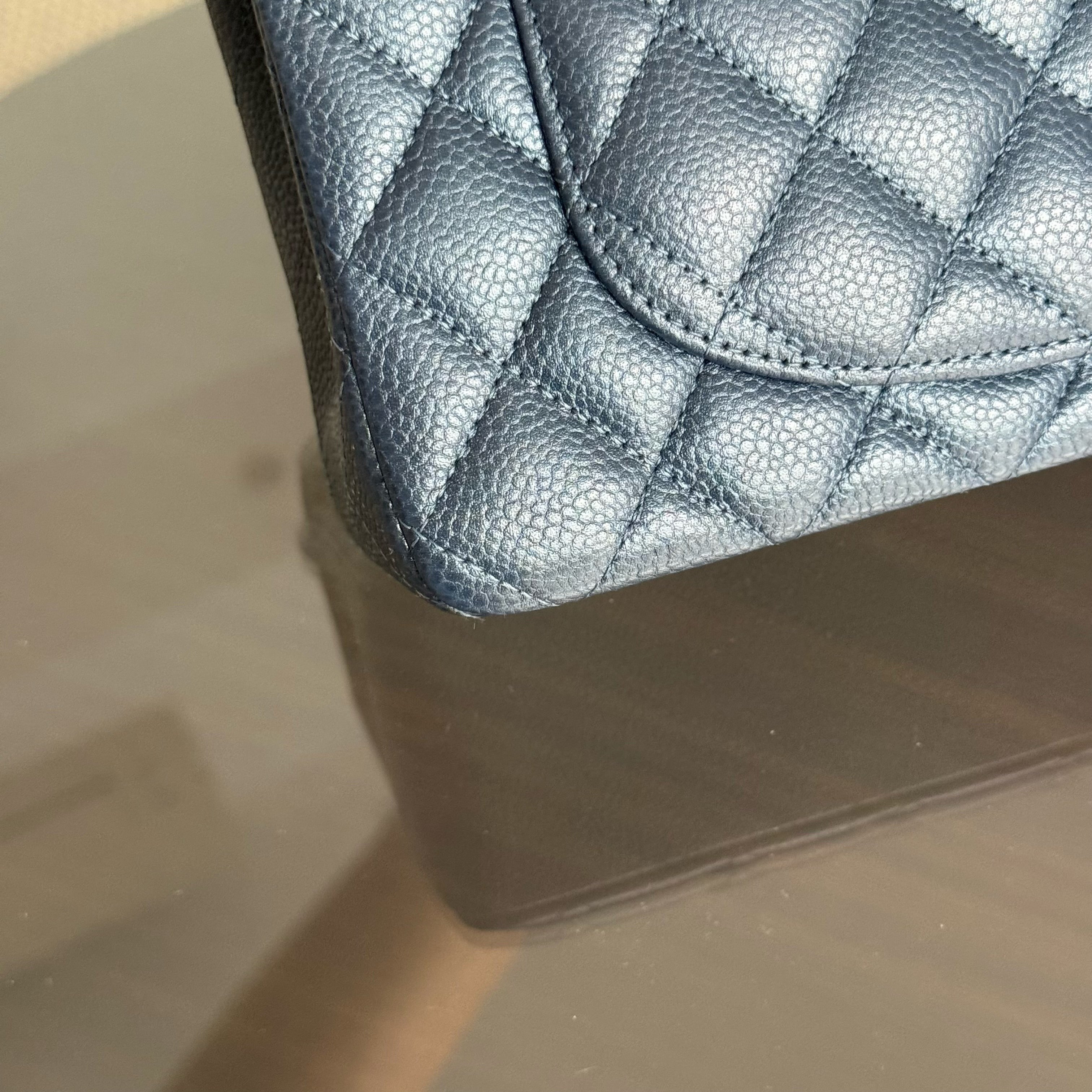 Chanel Classic Flap Small - Caviar 23CM Quilted Blue Gold Hardware Series 25