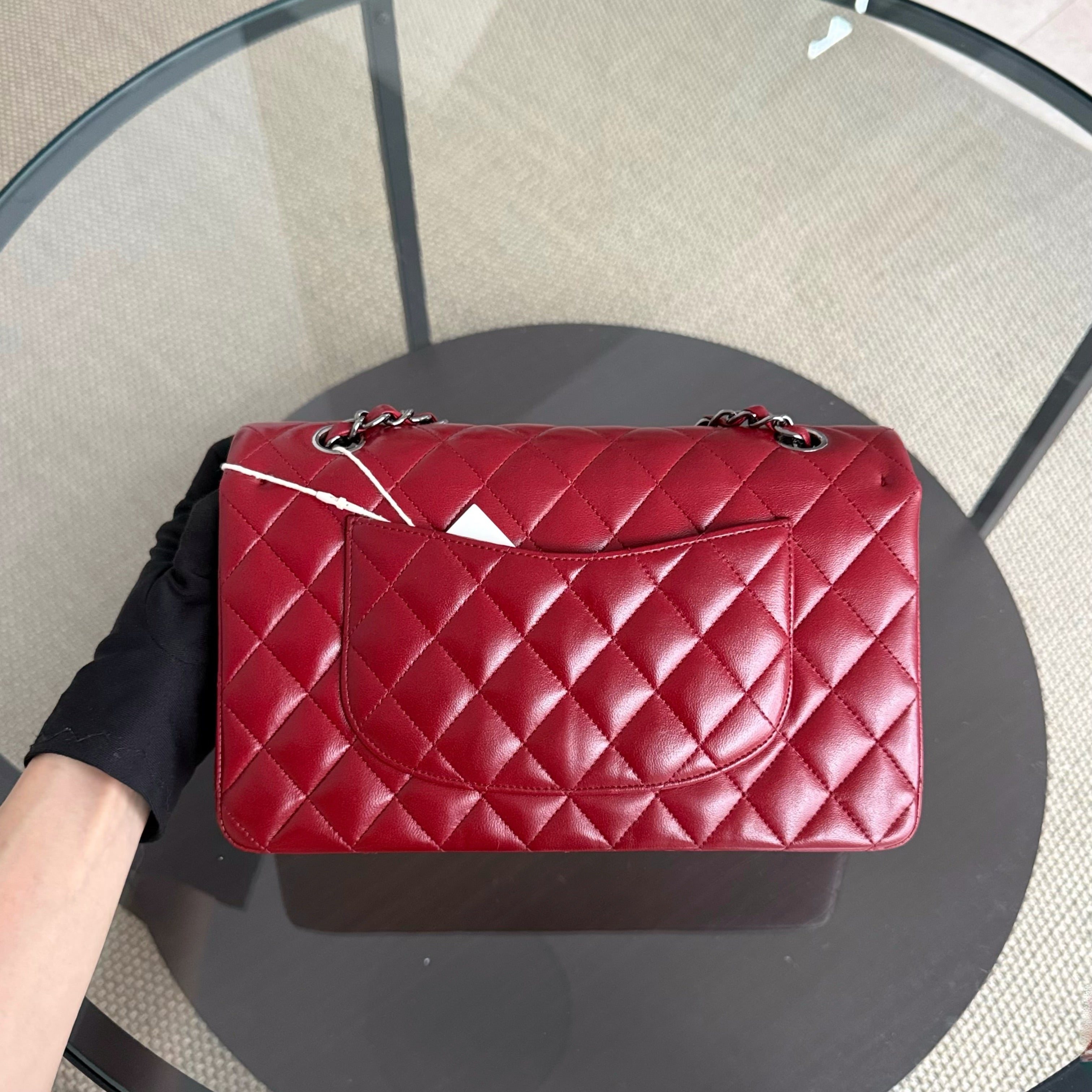 Chanel Classic Flap Medium - 25CM Quilted Lambskin Burgundy Dark Red Silver Hardware Series 18