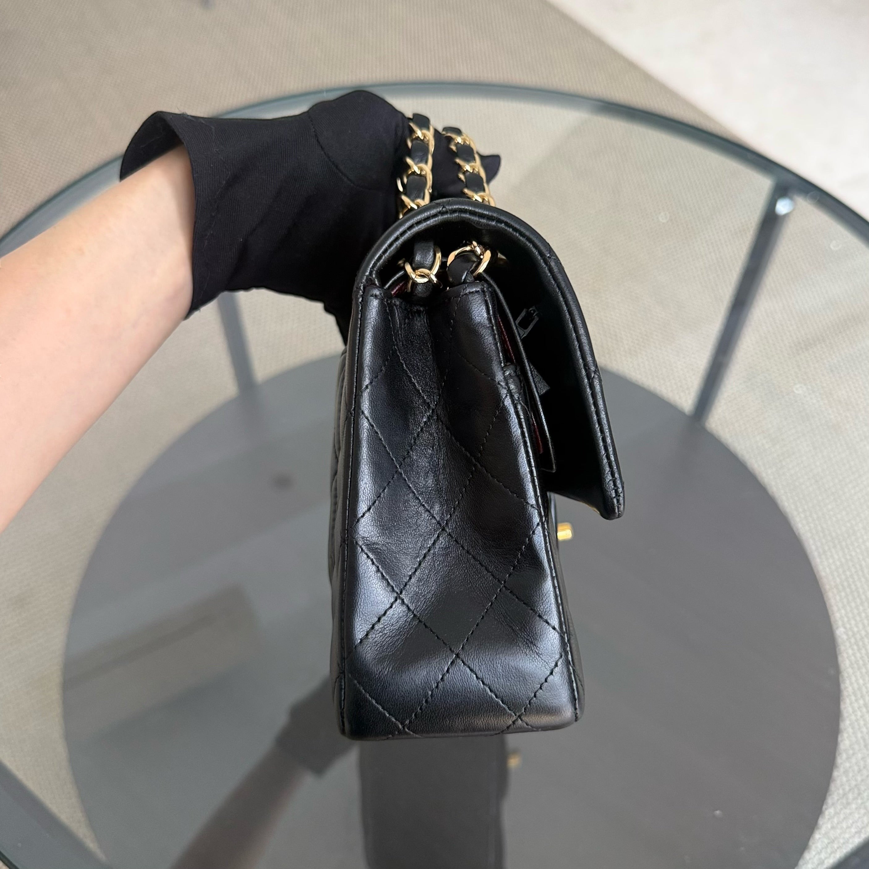 Chanel Classic Flap Medium - 25CM Quilted Lambskin Black Gold Hardware Series 13
