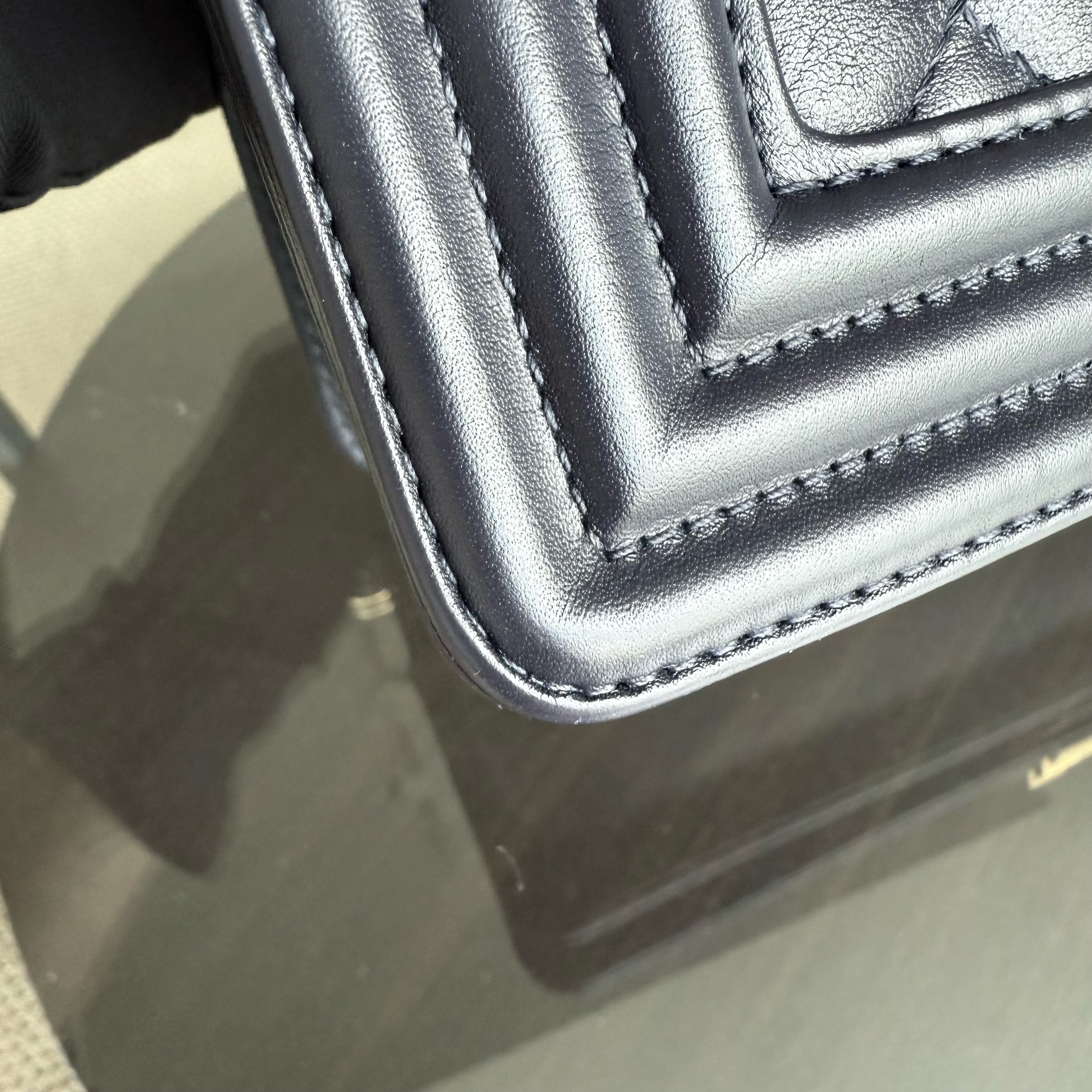 Chanel Boy Medium - Calfskin 25CM Quilted Dark Blue Gold Hardware Series 26