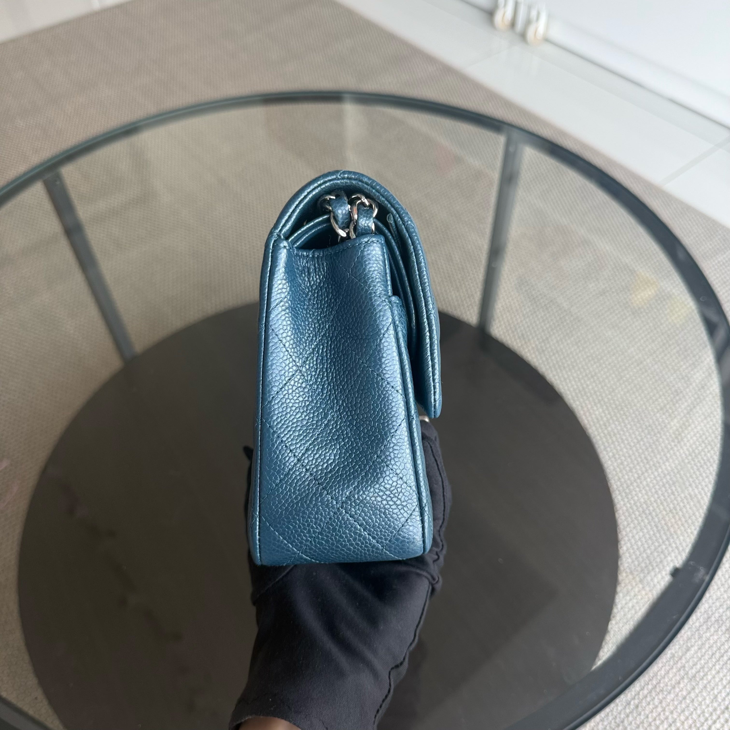 Chanel Classic Flap Medium - Caviar 25CM Quilted Blue Gold Hardware Series 20