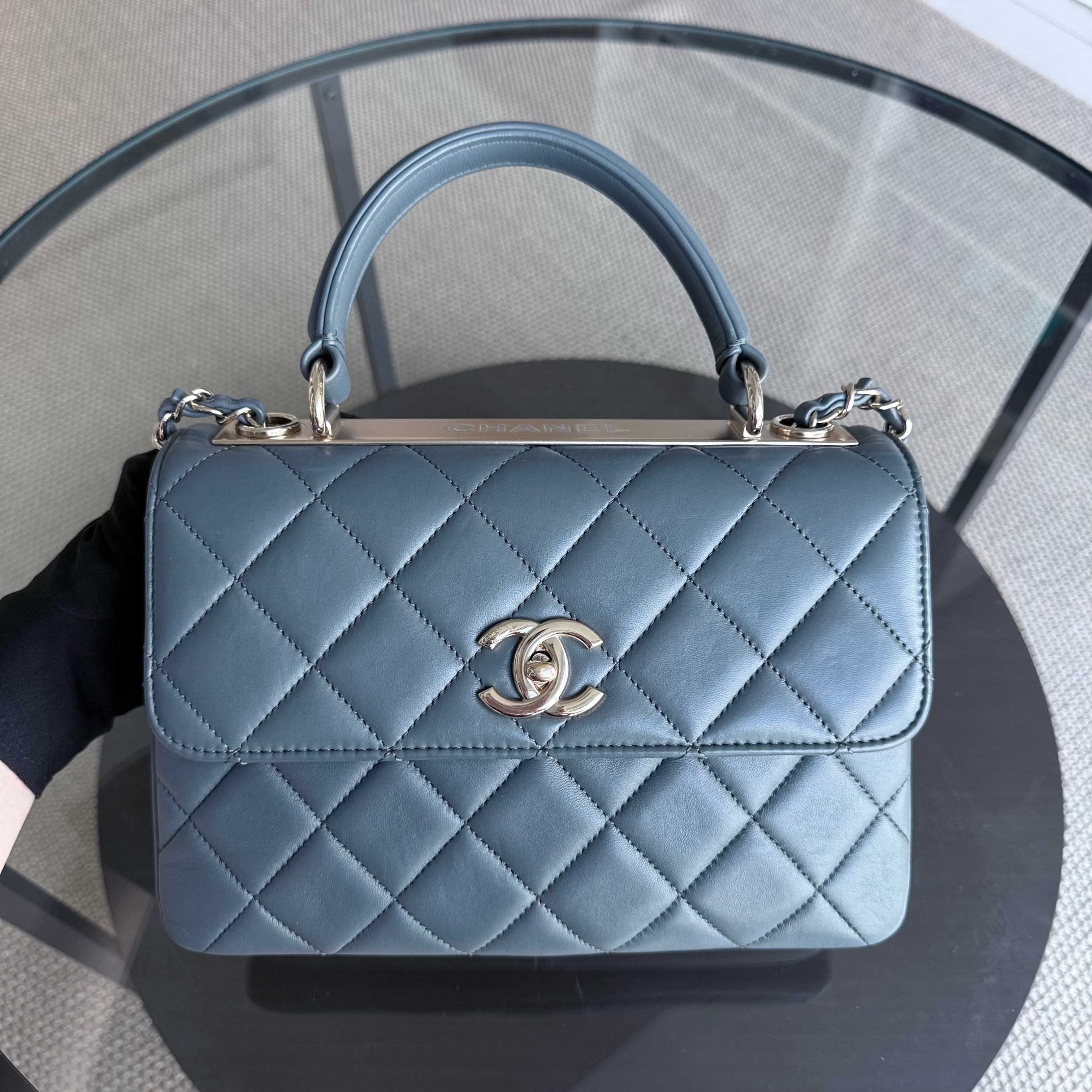 Chanel Trendy CC Small - Quilted Lambskin Haze Blue Gold Hardware Series 26