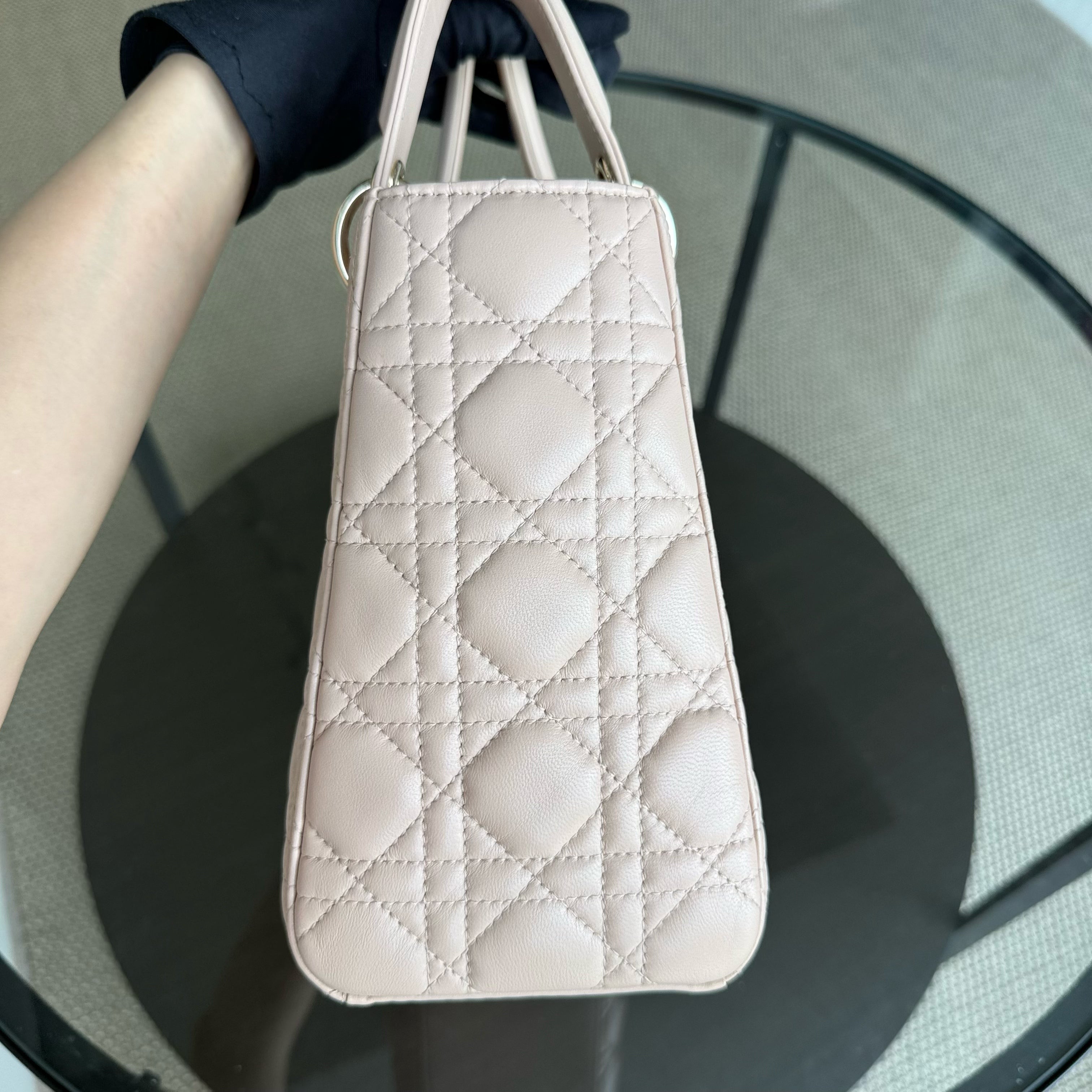Dior Lady Medium - Cannage Lambskin Light Beige Blush Gold Hardware